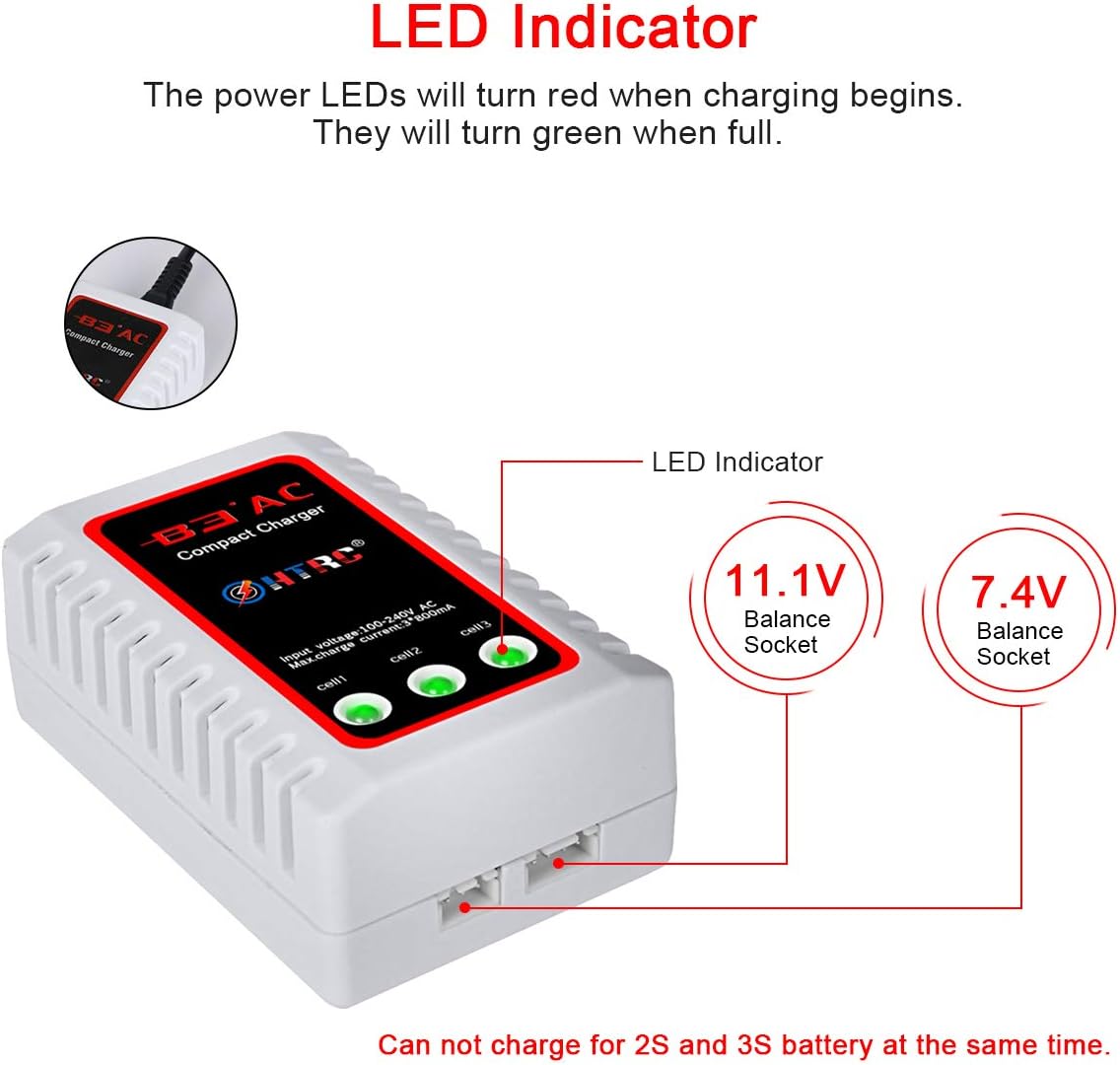 Thumbnail 3 de Haisito B3 Lipo Ladegerät für 2S/3S Akkus (100–240V) – kompaktes Schnellladegerät mit Balancer