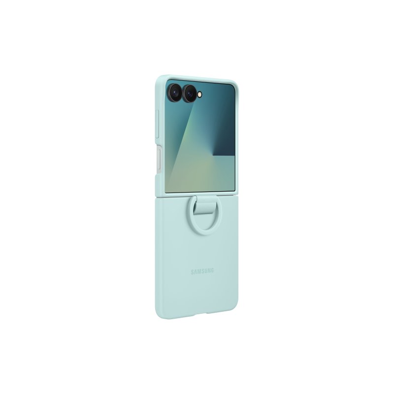 Detalle de Samsung Funda silicona con anillo verde menta para Z Flip7