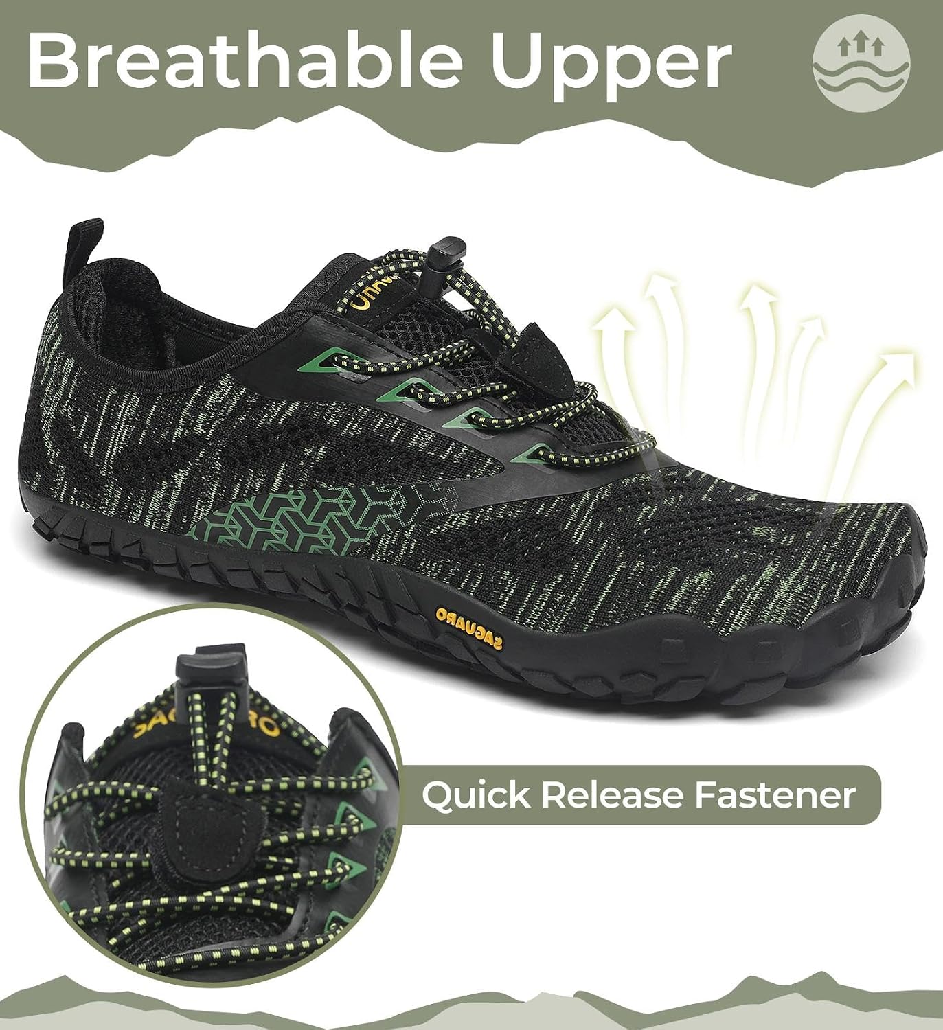 Detalle de SAGUARO Chaussure de Pieds Nus Femme/Barefoot Homme – respirante, flexible et pliable