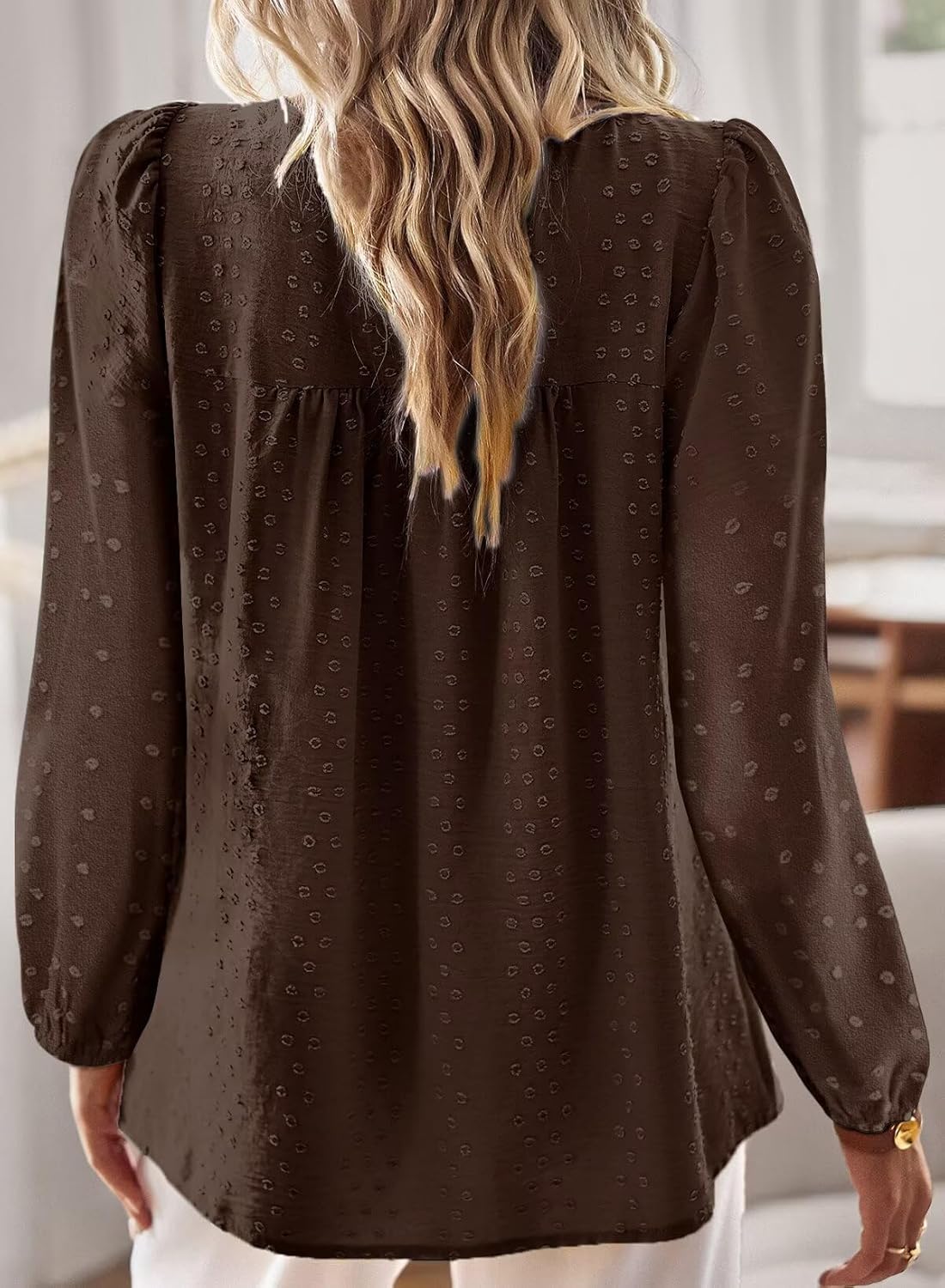 Detalle de Falechay boho crewneck crochet lace long sleeve top for women