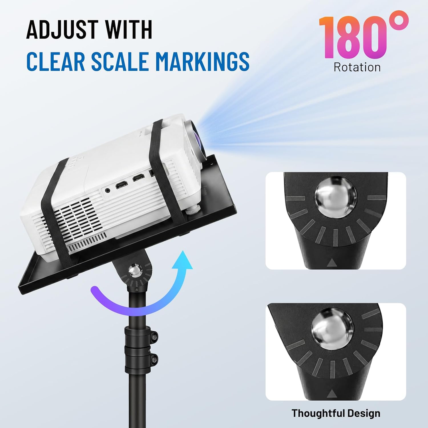 Detalle de CAHAYA US-CPS0332 Projector Stand with Casters, Adjustable Tripod and Tilt Panel