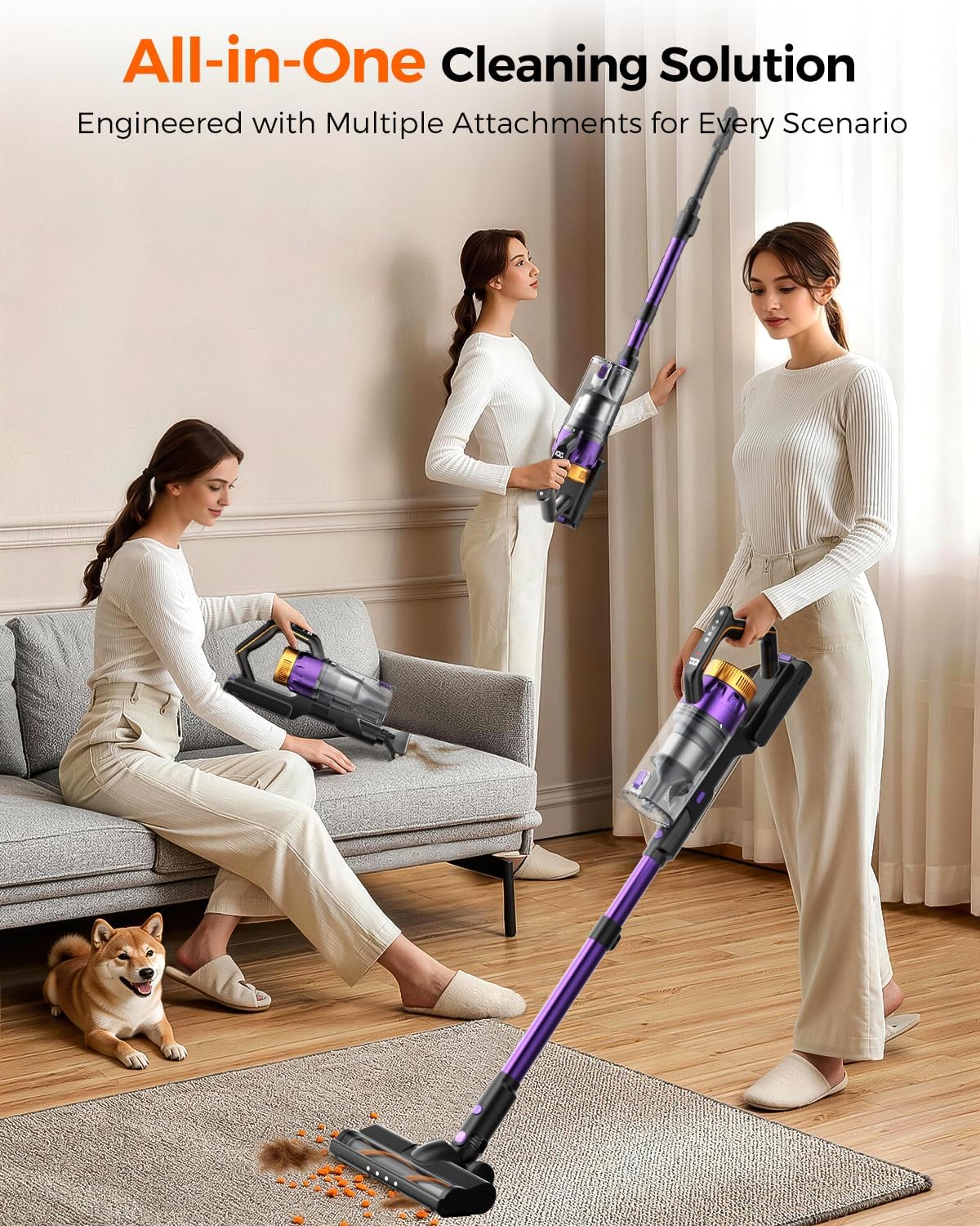 Thumbnail 5 de Rittvot Cordless Stick Vacuum Cleaner (580W/48KPa) with 65 Min Runtime, Touch Screen & Wall Mount