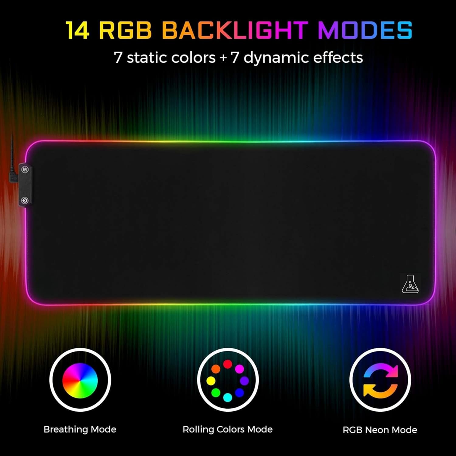 Thumbnail 1 de The G-Lab Pad Rubidium – Tapis de souris gaming RGB XXL 800x300x4 mm à 14 modes LED
