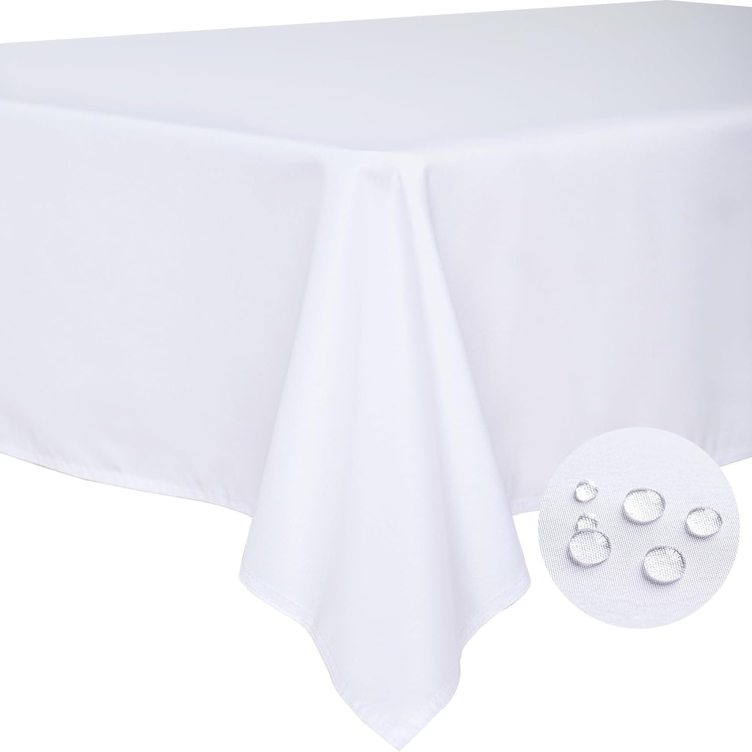 Detalle de BYDOLL Table Cloth White 60x84 Inch — Durable, Washable, and Wrinkle-Resistant Polyester Cover for 6-Foot Tables