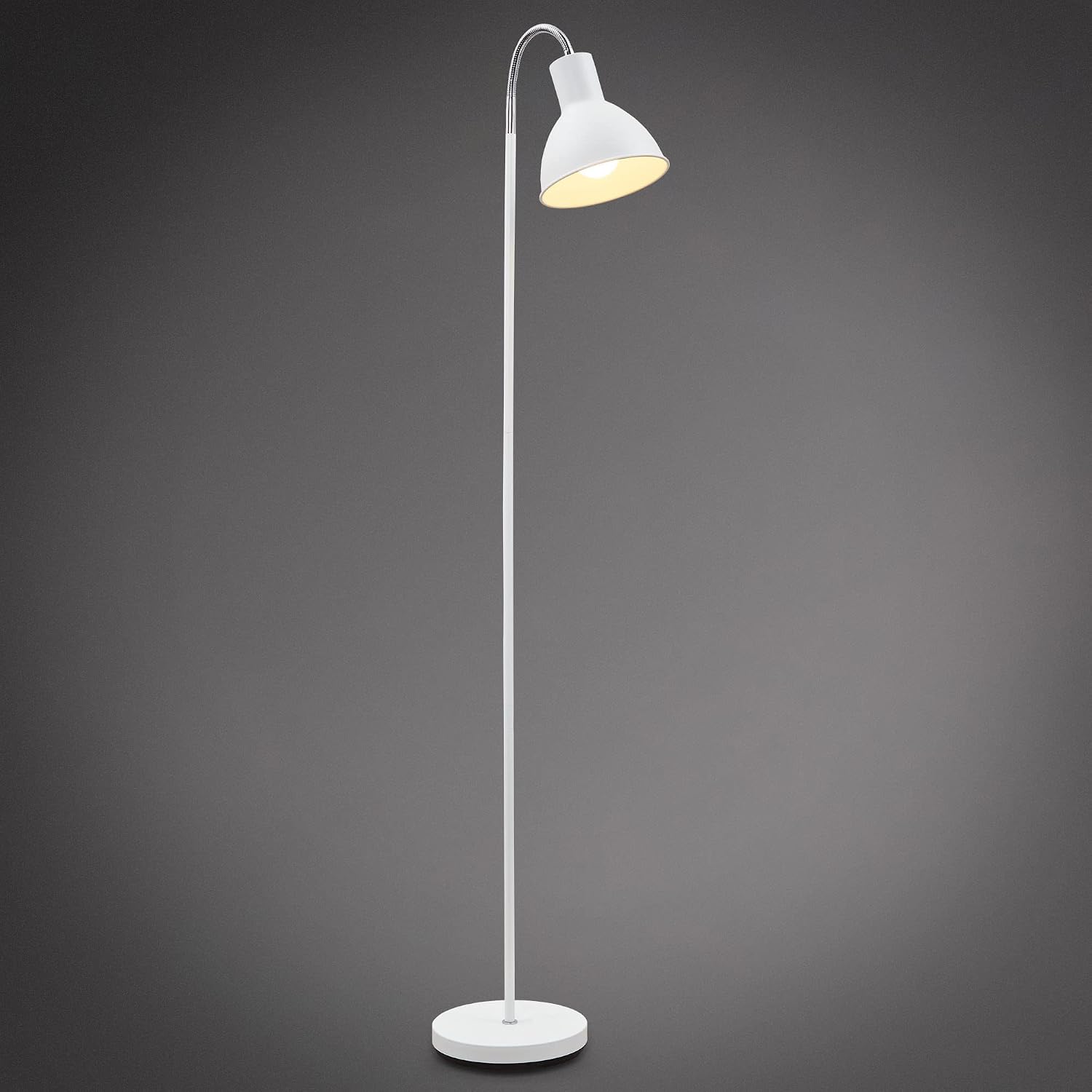 Detalle de B.K.Licht lampadaire à pied métal blanc – style industriel moderne, tête inclinable