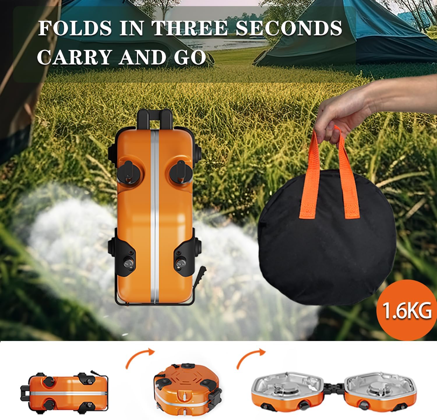 Thumbnail 6 de QSMYUYE 2 Burner Folding Camping Gas Stove with Piezo Ignition (Adjustable Burners)