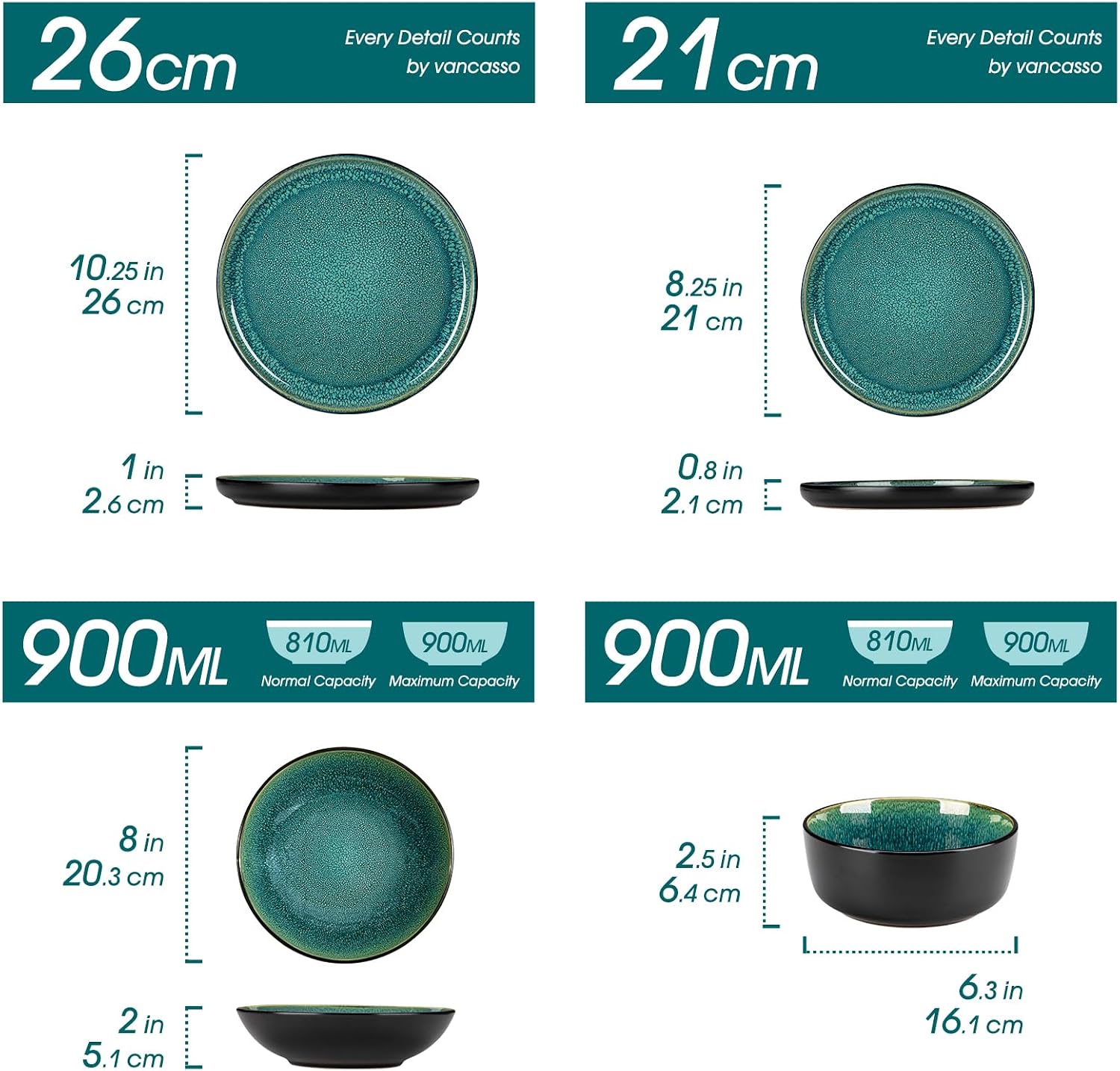 Detalle 2 de Vancasso 24 Piece Stoneware Dinner Set for 6 🌟