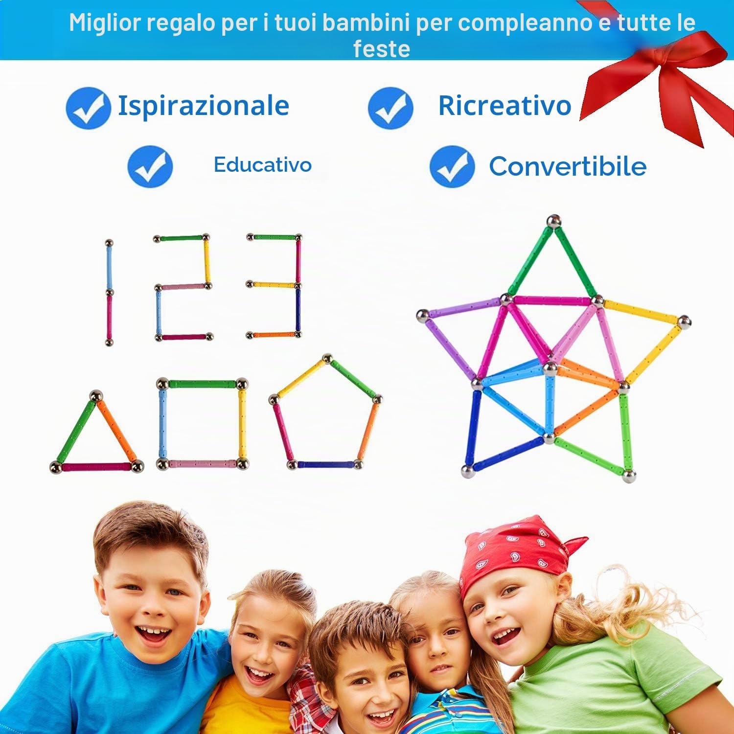 Detalle 2 de Beicarin 150 bastoncini magnetici da costruzione 🧩