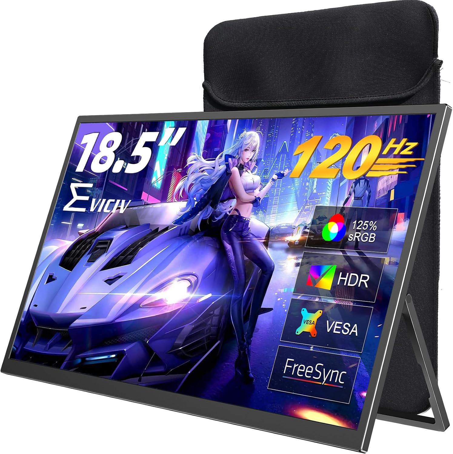 Detalle de EVICIV 18.5" 120Hz Portable Monitor – USB-C & Mini HDMI Gaming Travel Screen (VESA)