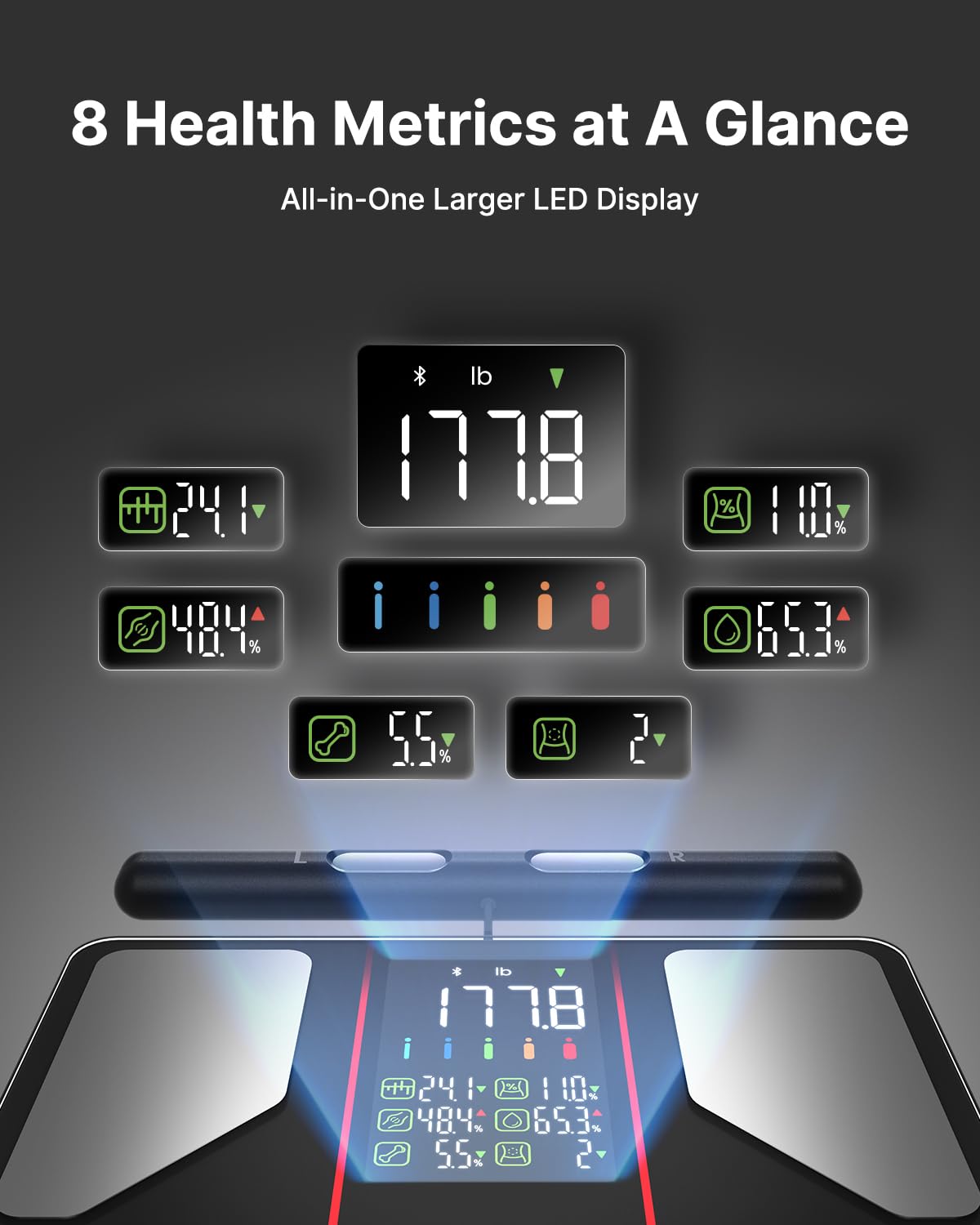 Thumbnail 2 de FITINDEX F-MSC01 Smart Body Composition Scale with Handle, 8-Electrode Analysis