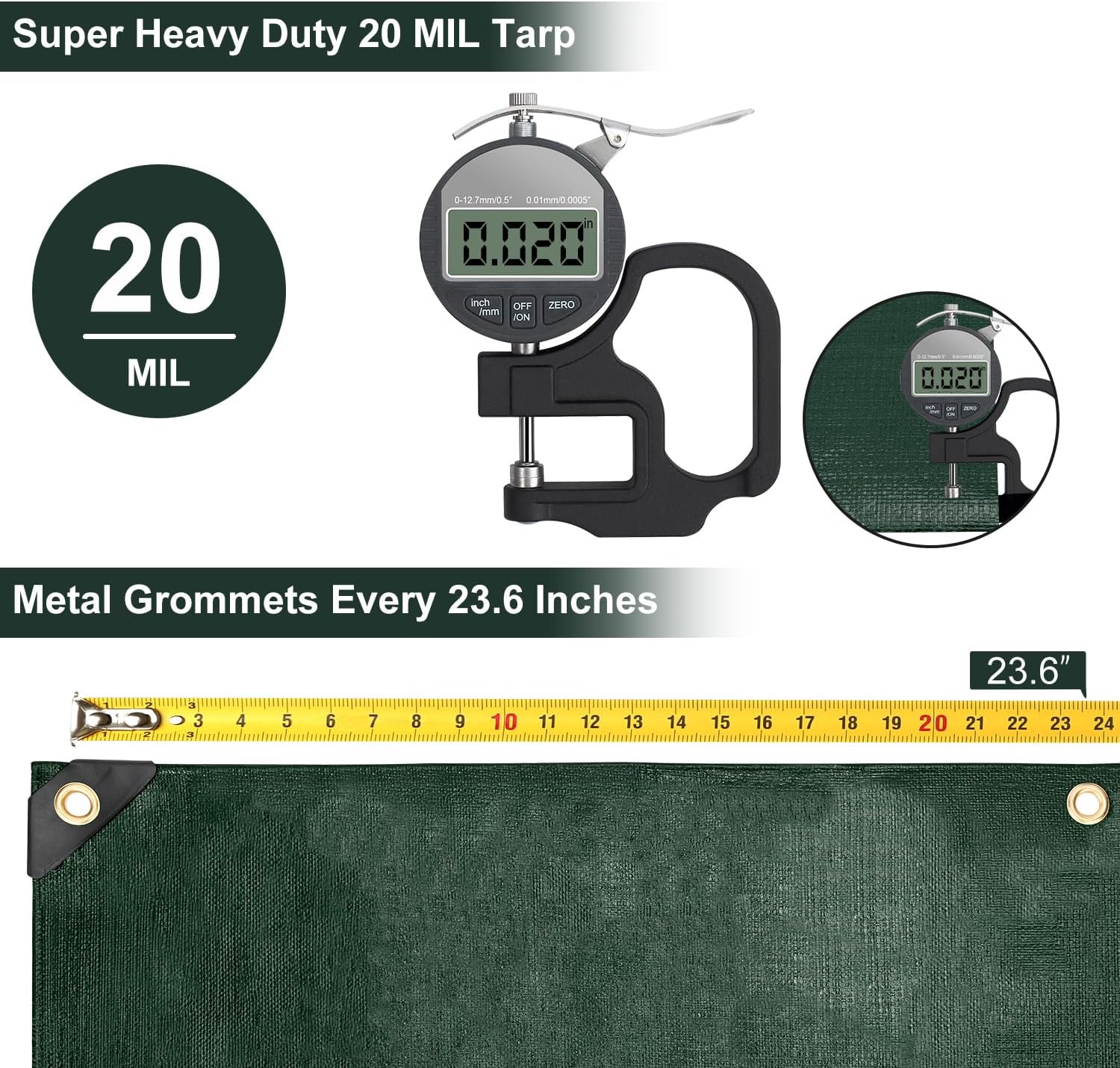 Thumbnail 2 de Patiobay 20x30 Feet Waterproof Poly Tarp (20 Mil) Heavy-Duty Protective Cover