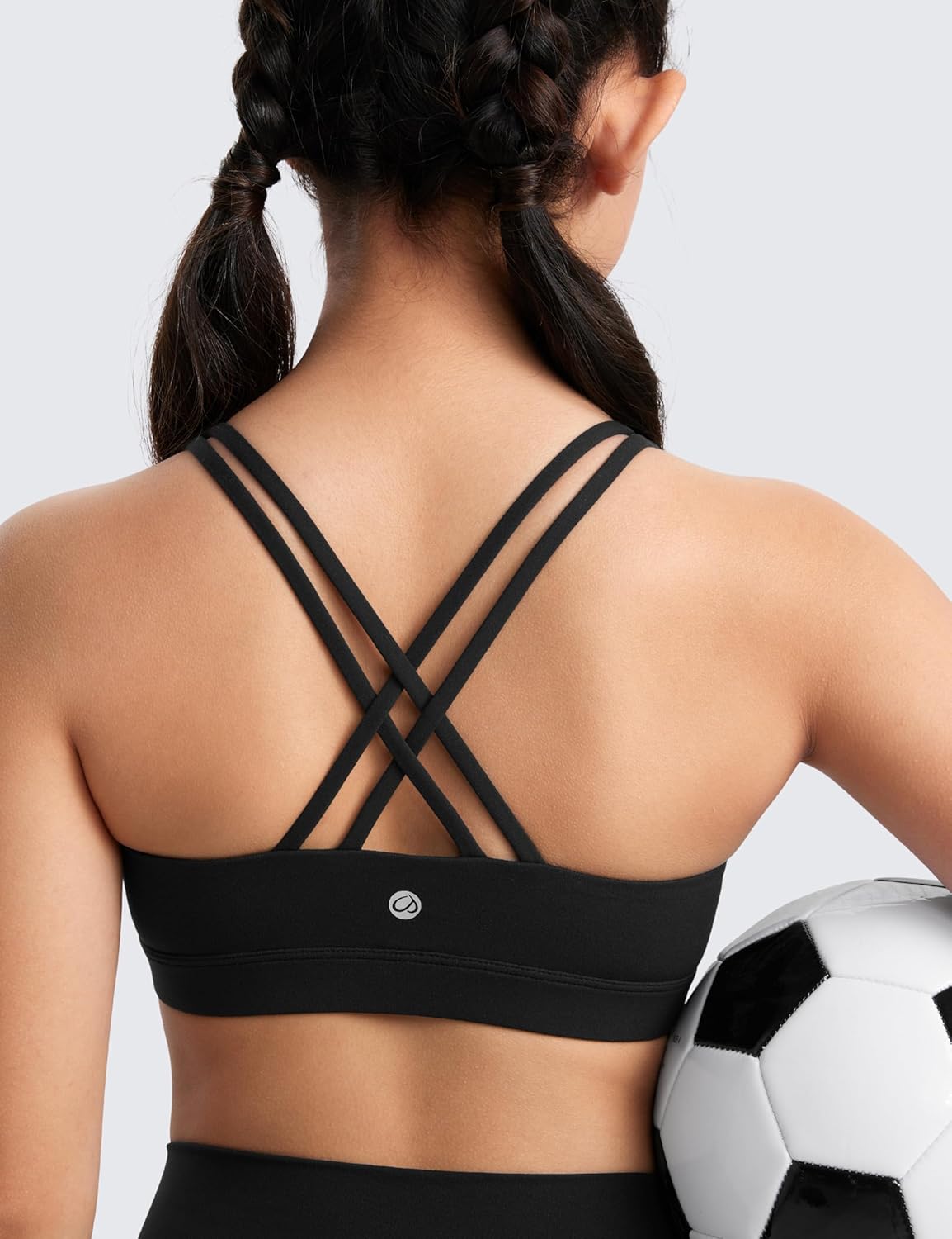 Detalle de CRZ YOGA Filles Butterluxe À Lanières – Brassière de sport pour yoga et danse
