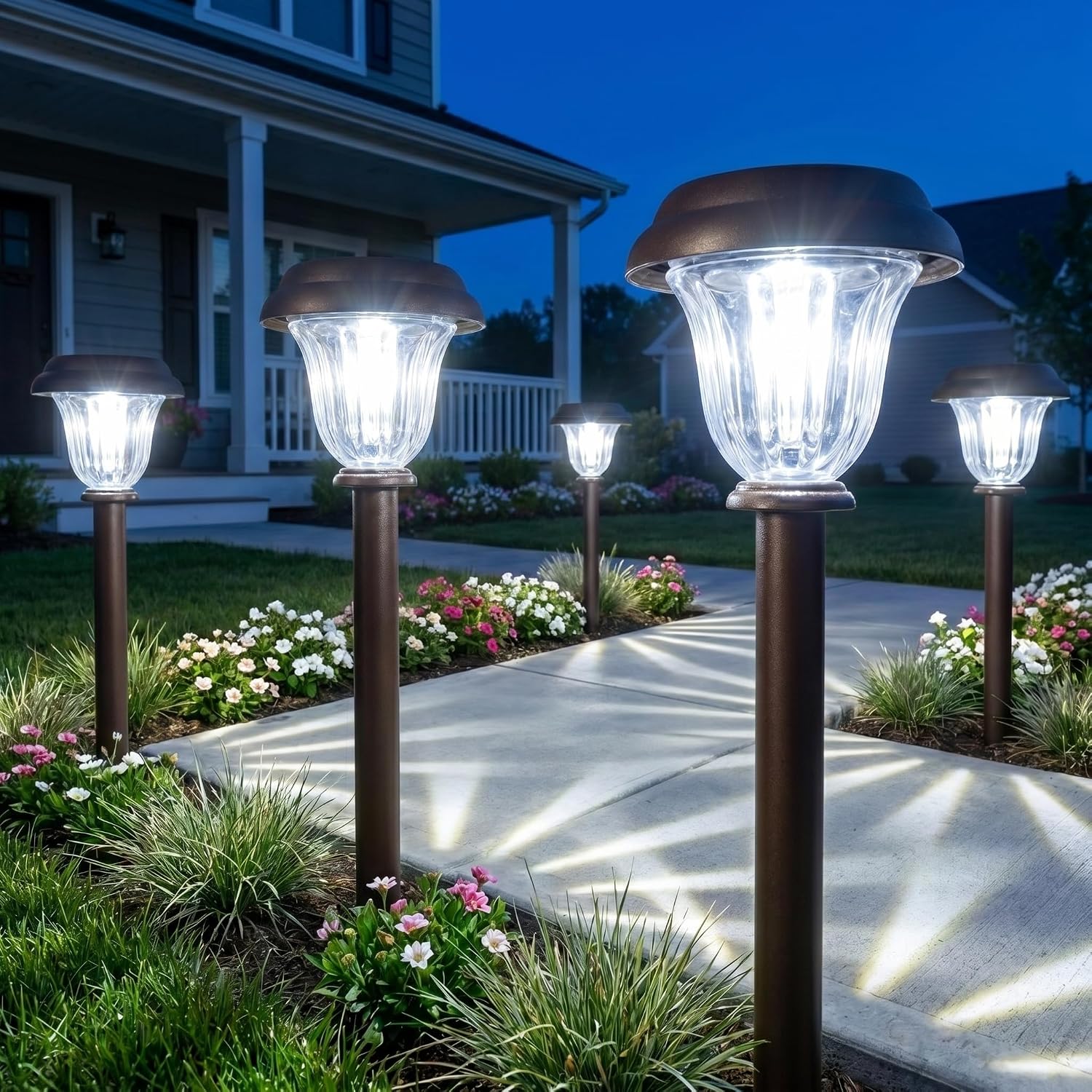 Detalle de DERAYSION Solar Pathway Lights, 8-Pack