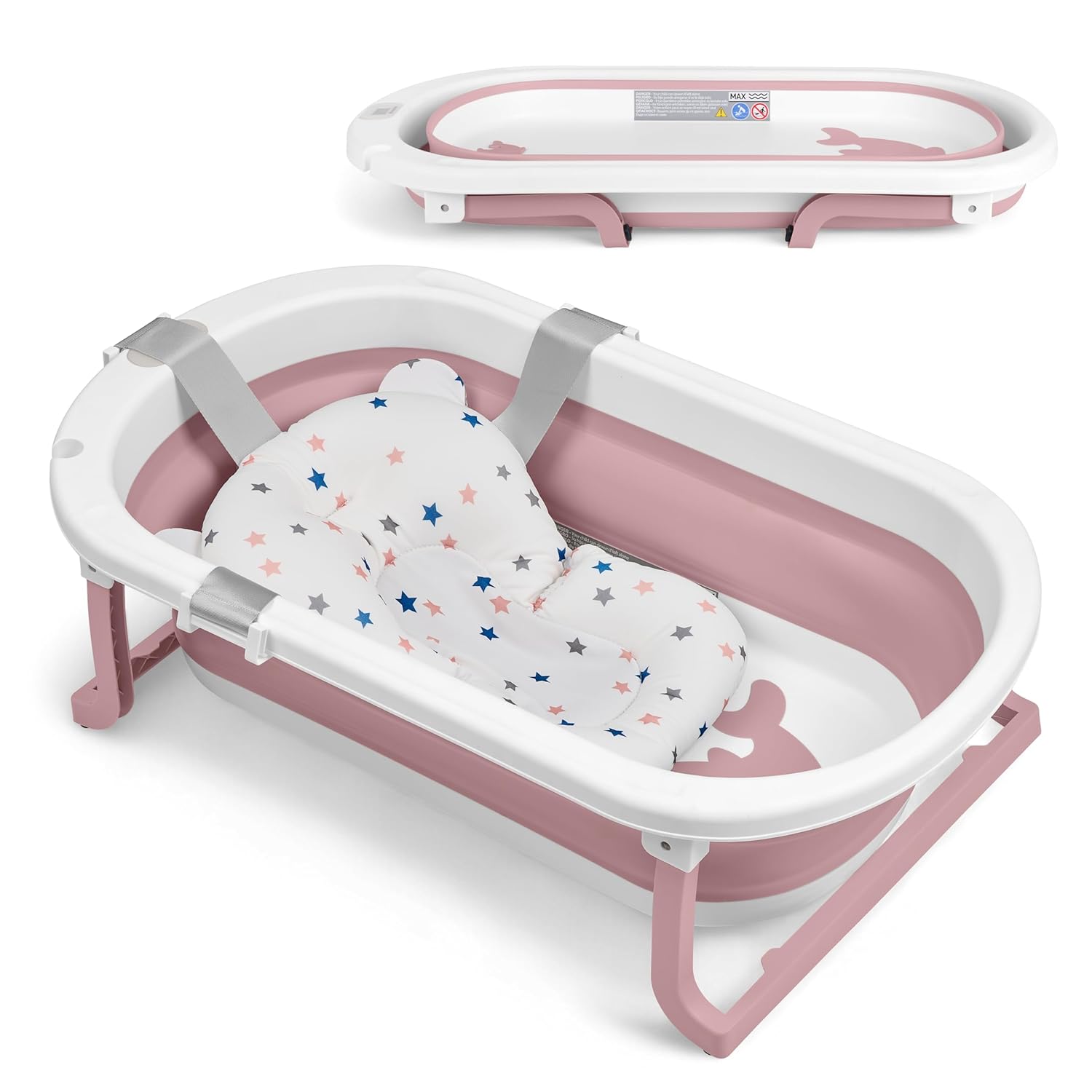 Detalle de KikkaBoo Babybadewanne WILLY – faltbares Design, Temperaturanzeige & rutschfeste Füße