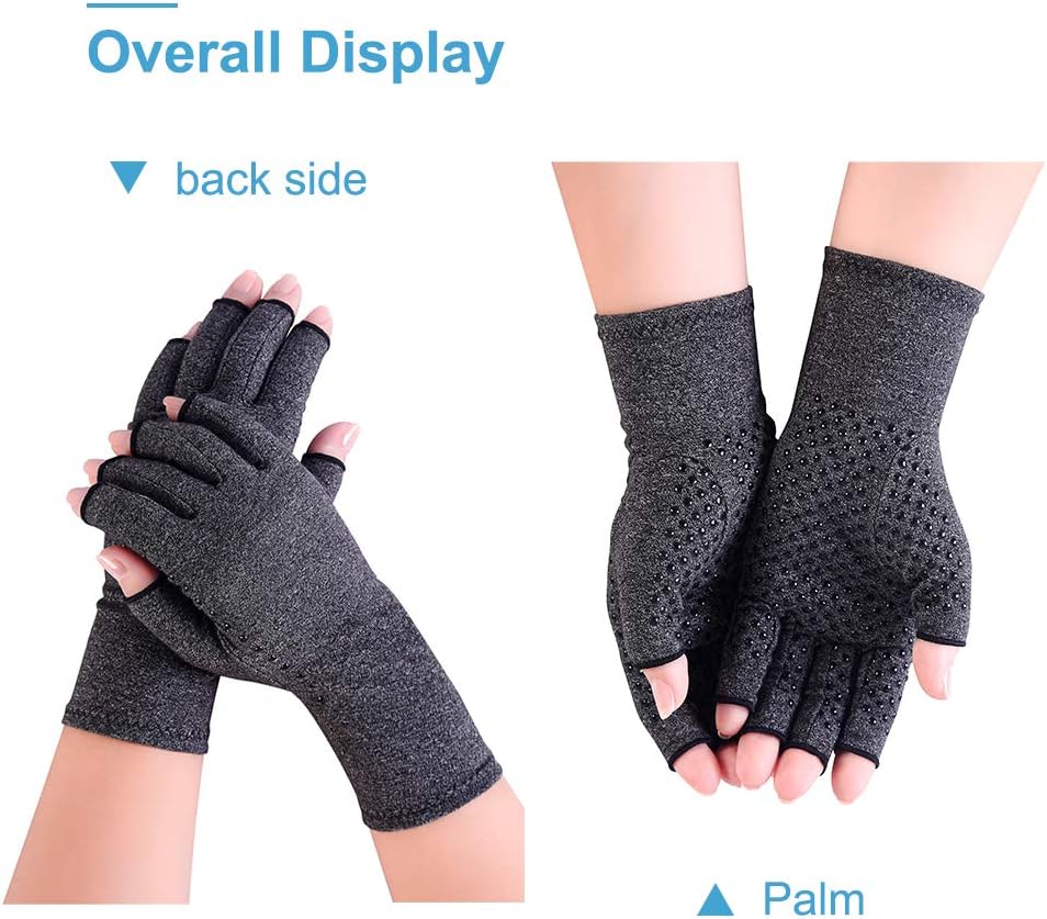 Thumbnail 6 de Donfri lot de 2 paires de gants de compression pour arthrite (mitaines) taille S noir