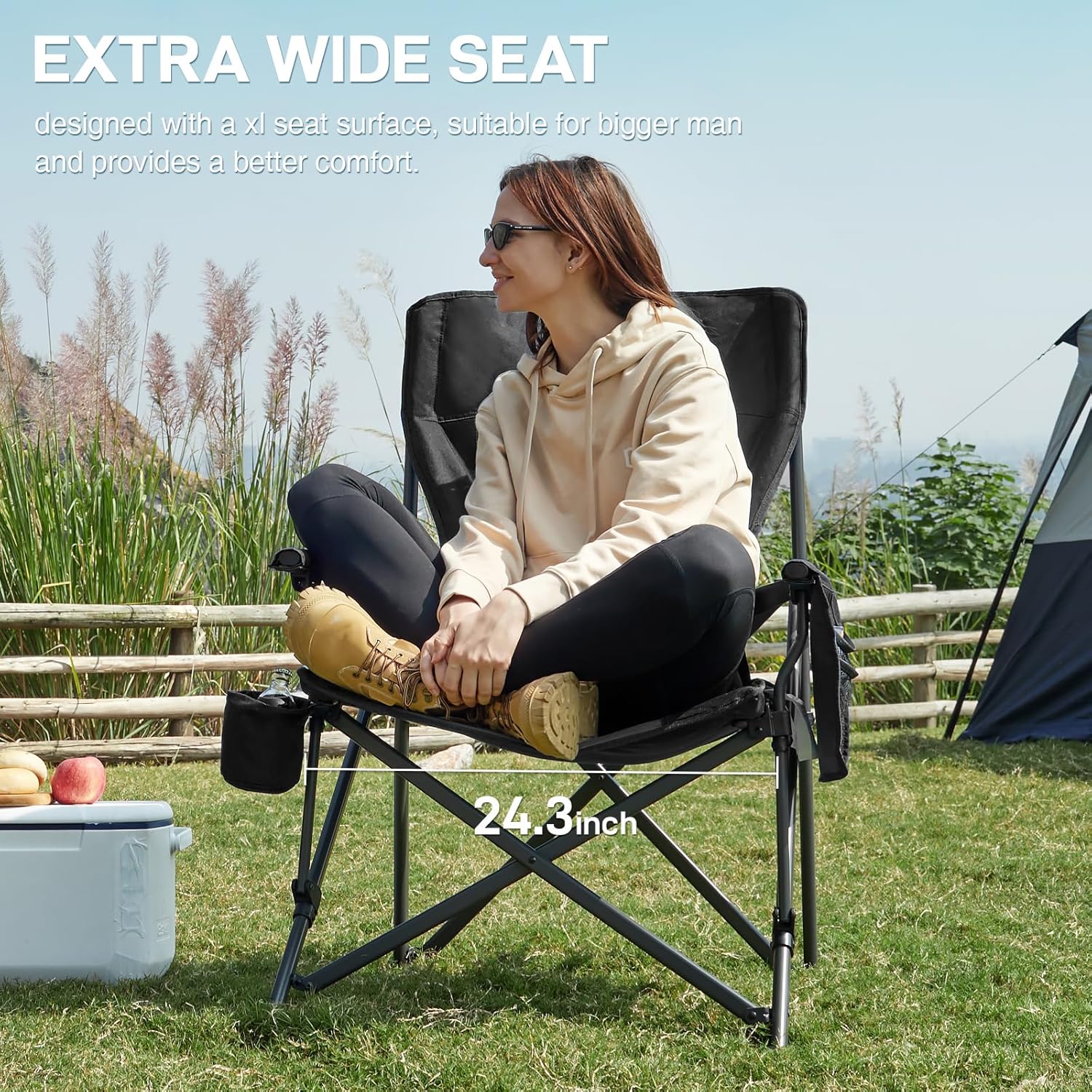 Thumbnail 4 de EVER ADVANCED Oversized Folding Camping Chair 230kg