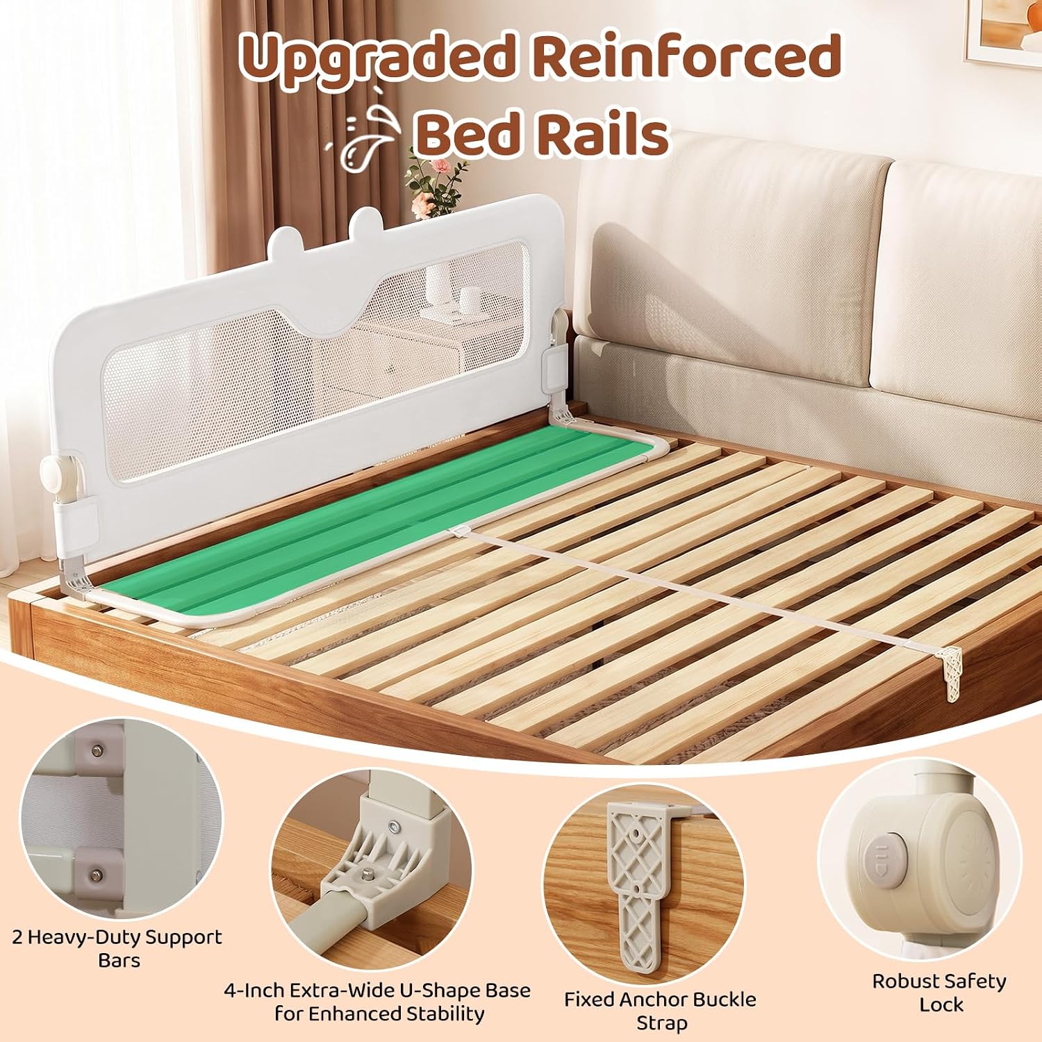 Detalle 2 de Foldable Toddler Bed Rail, 71-inch