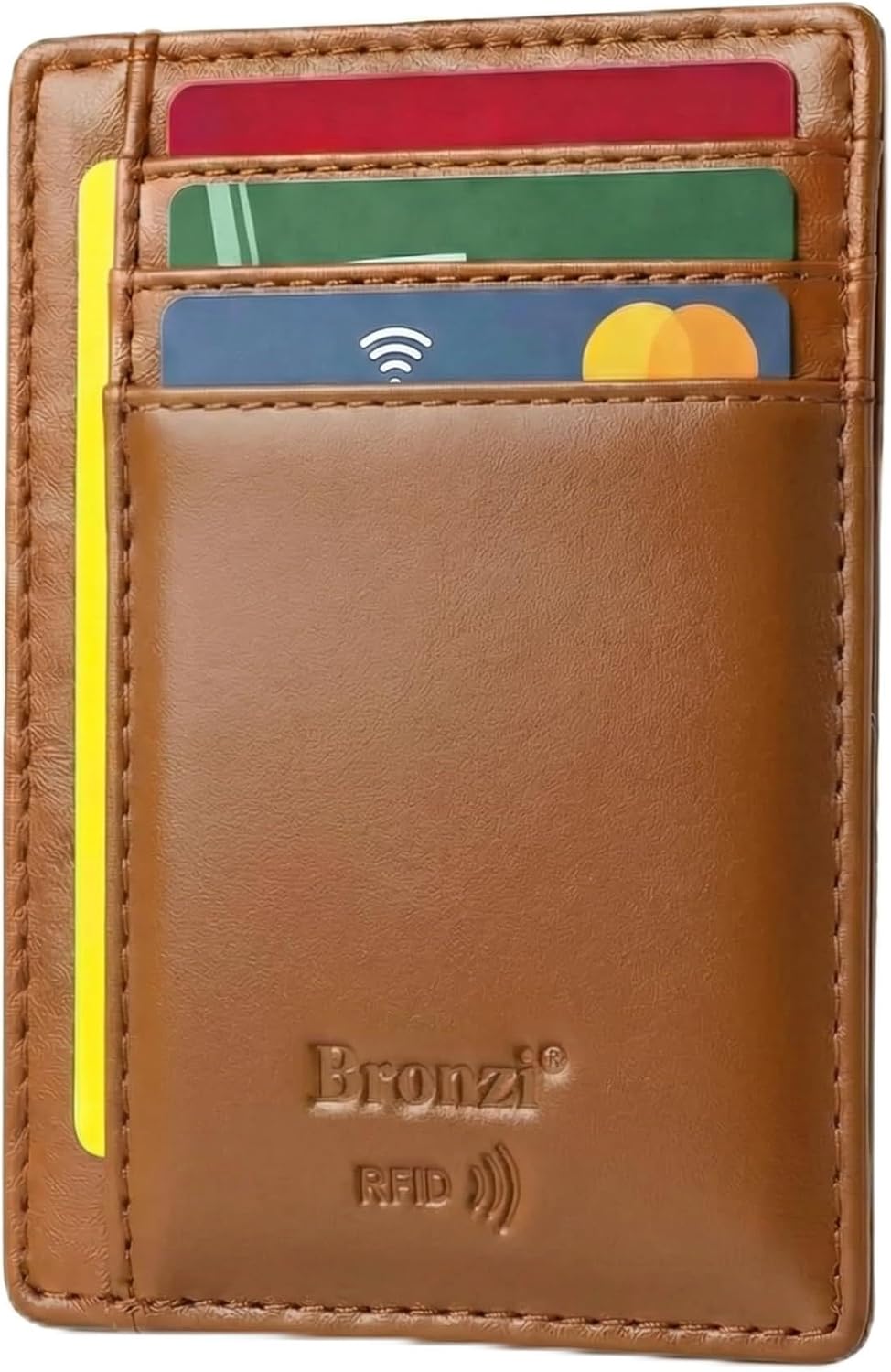 Detalle de Portafoglio RFID slim marrone Bronzi 11x8x1