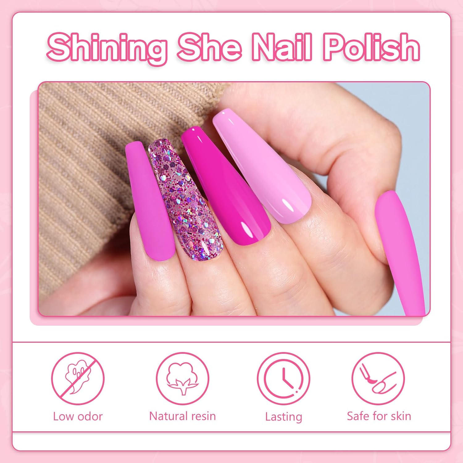 Thumbnail 3 de Shining She UV Nagellack – Set mit 6 Rosa Gel-Nagellacken (8 ml) für Anfänger und DIY
