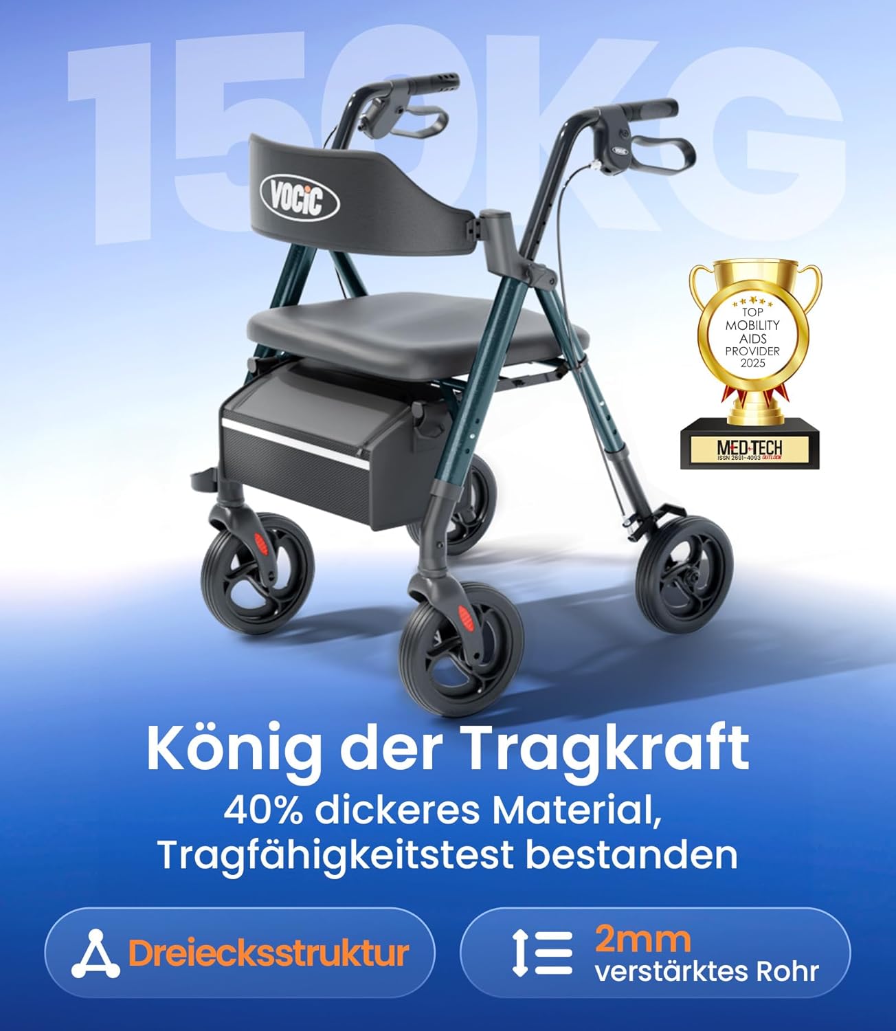 Thumbnail 6 de VOCIC Rollator Faltbar und Leicht mit Sit – kompakter Alltagsbegleiter für Wohnung und Freizeit