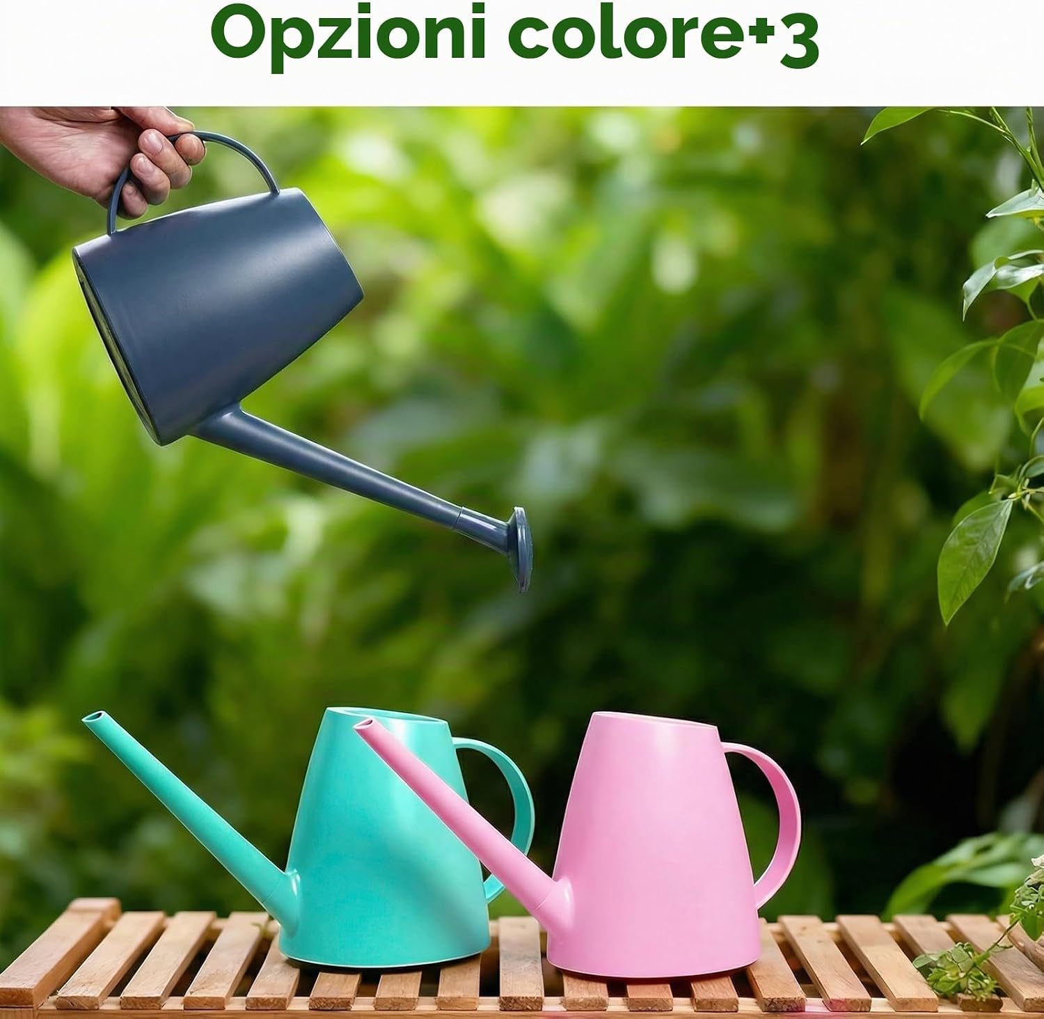 Detalle 2 de Bamworld Annaffiatoio per Piante da Interno 1,8L con Beccuccio Lungo e Doppio Ugello