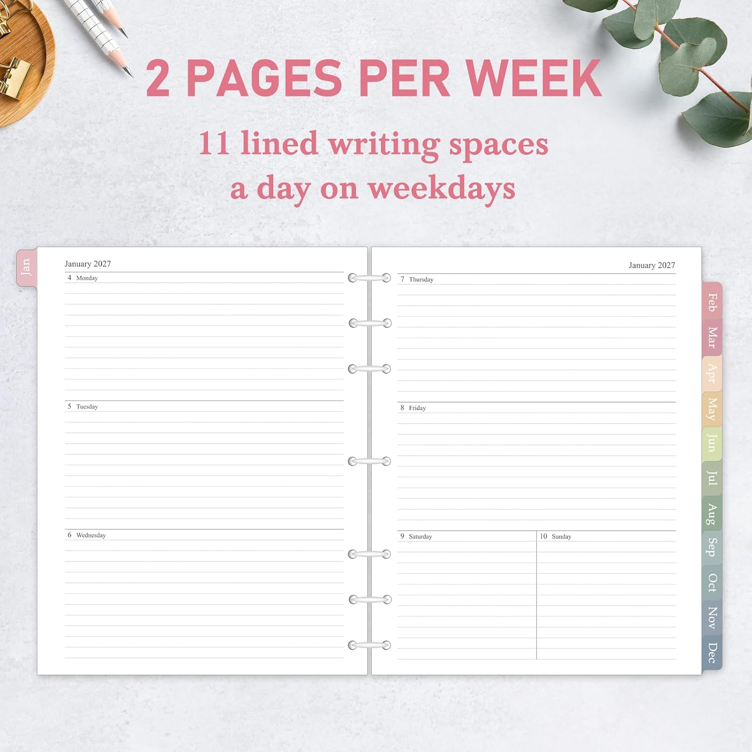 Detalle de Homlive 2027 Planner Refill, 8.5 x 11 Weekly and Monthly Inserts with Tabs