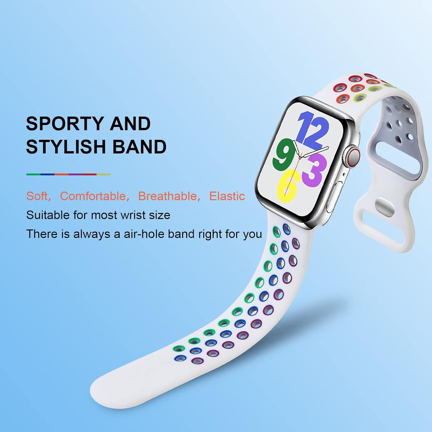 Thumbnail 3 de Sport Strap Silicone Replacement for Apple Watch (38mm–49mm, Series 1–10/SE/Ultra compatible)