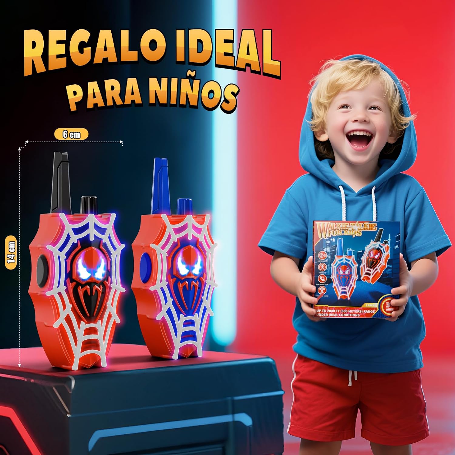 Thumbnail 6 de Mirthigig Walkie Talkies para niños con luces rojas/azules y ojos intermitentes (pack de 2) hasta 600 m