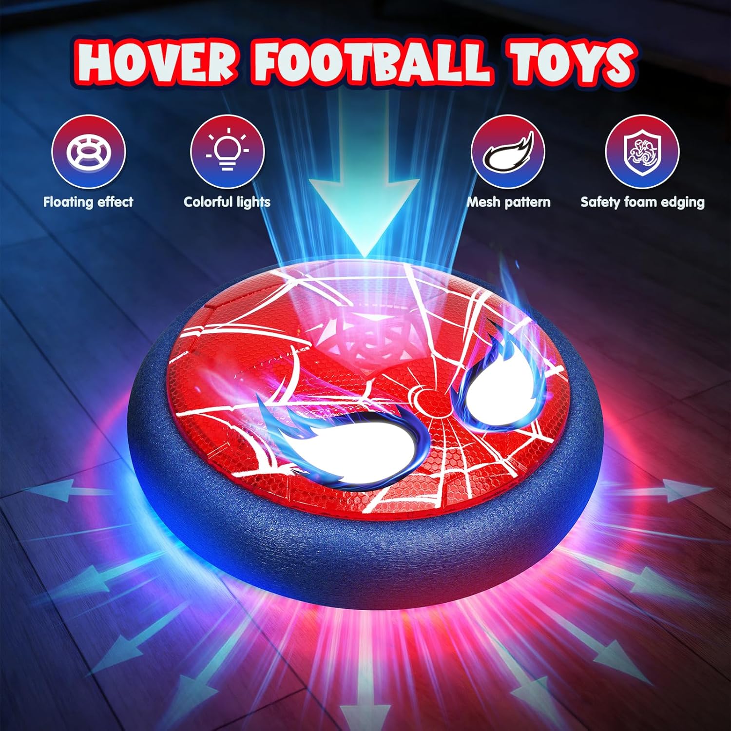 Detalle 2 de Lubolee Hover Fussball Set mit 2 Toren & LED-Augen – Indoor/Outdoor Spielspaß für 3–12 Jahre