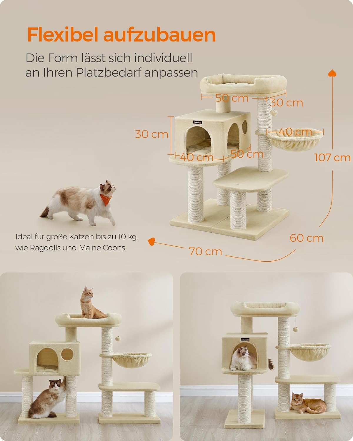 Thumbnail 4 de Feandrea PCT01W Kratzbaum XXL für große Katzen 🐱