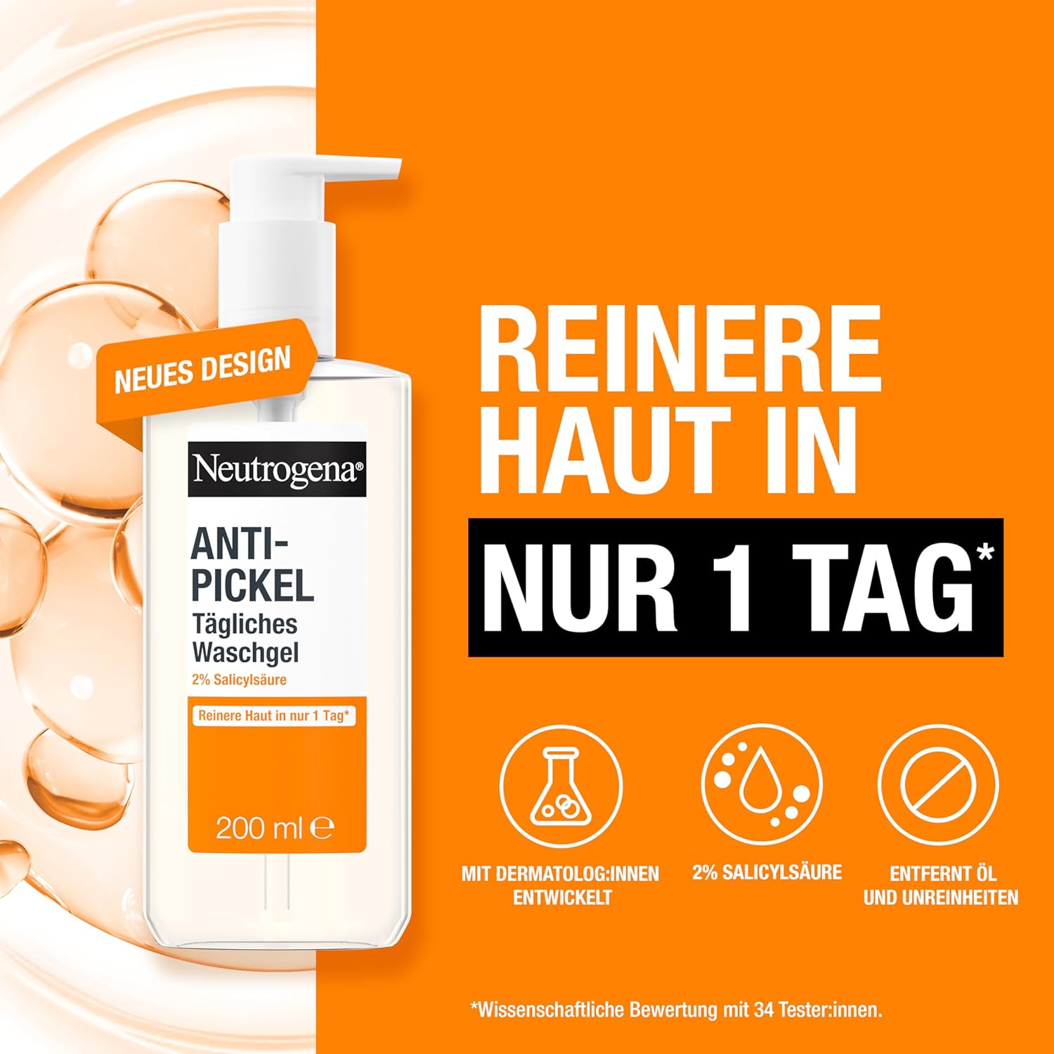 Thumbnail 1 de Neutrogena Anti-Pickel Tägliches Waschgel mit 2% Salicylsäure (BHA) – 3 x 200 ml