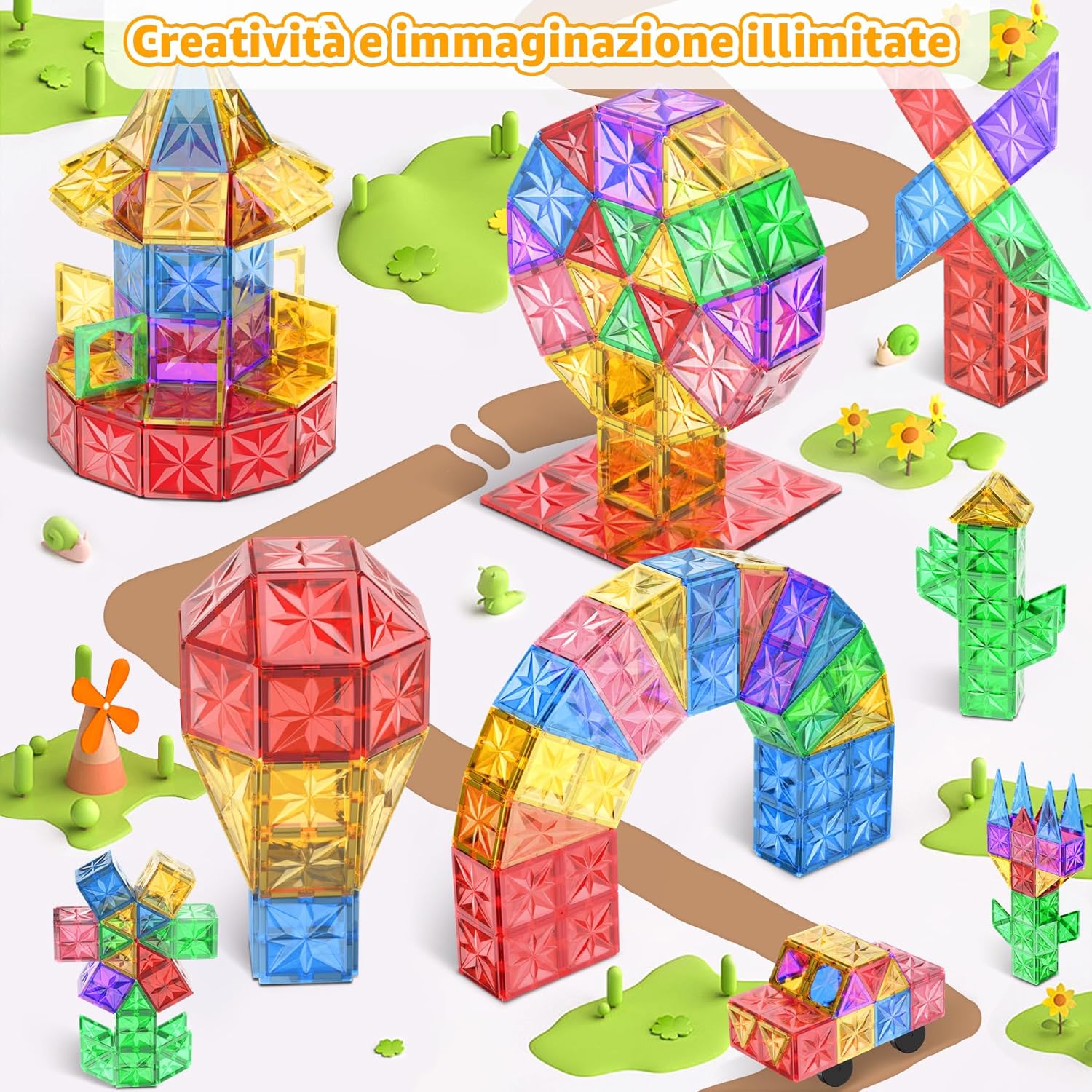 Thumbnail 3 de Perbabe Costruzioni Magnetici 61 Pezzi 3D Educativo Blocchi