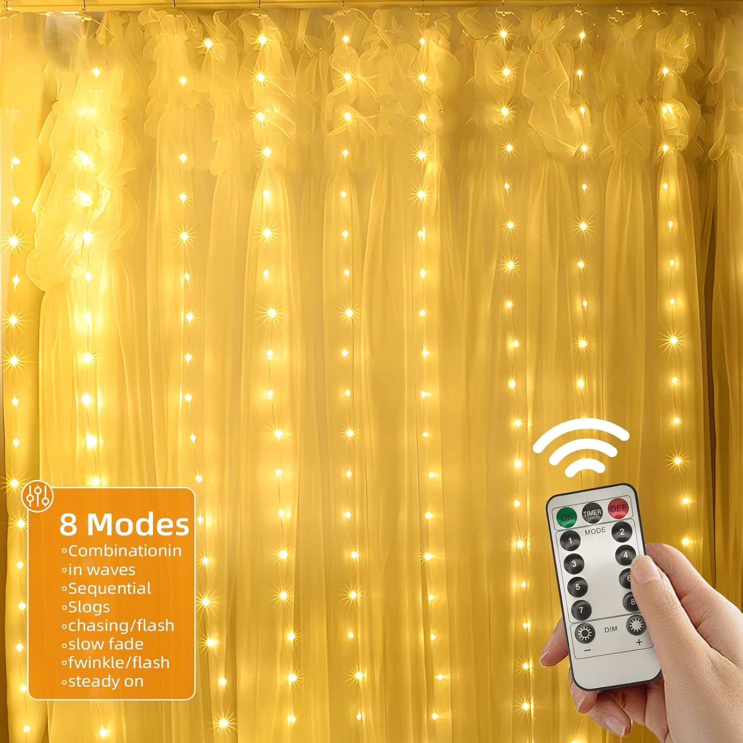 Thumbnail 4 de Jsdoin Curtain Fairy Lights 360 LEDs USB 8 Modes