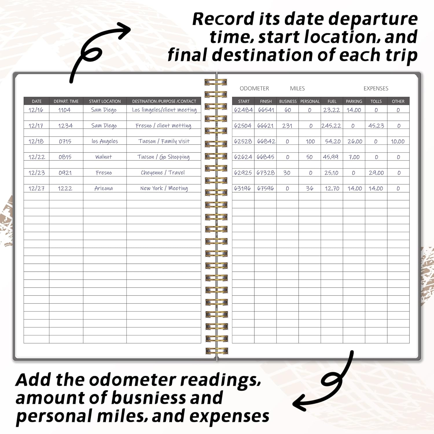 Thumbnail 1 de Auto Mileage Log Book 5.9" x 8.6" 📔