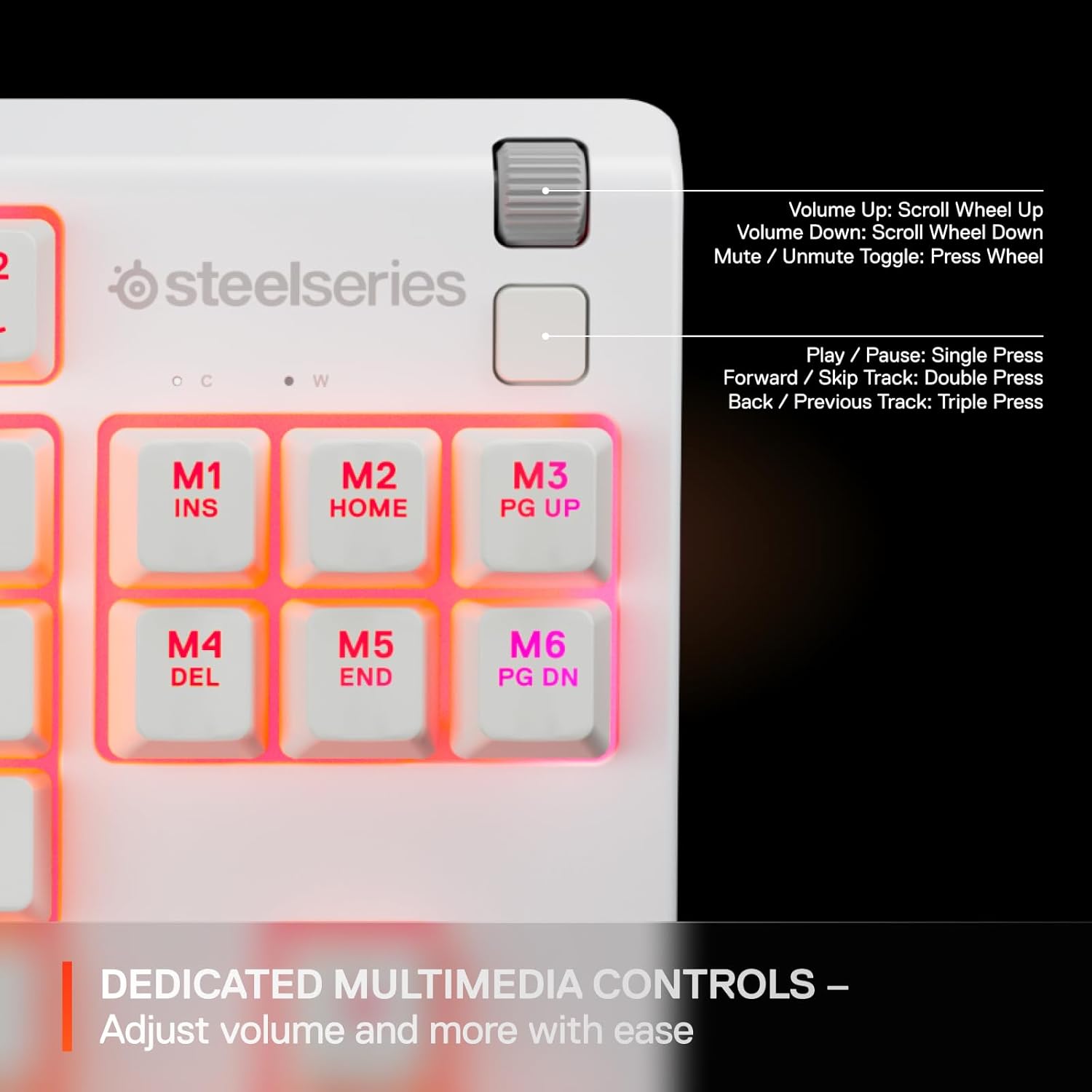 Thumbnail 5 de SteelSeries Apex 3 TKL White RGB Gaming Keyboard (Tenkeyless) with 8-Zone Illumination