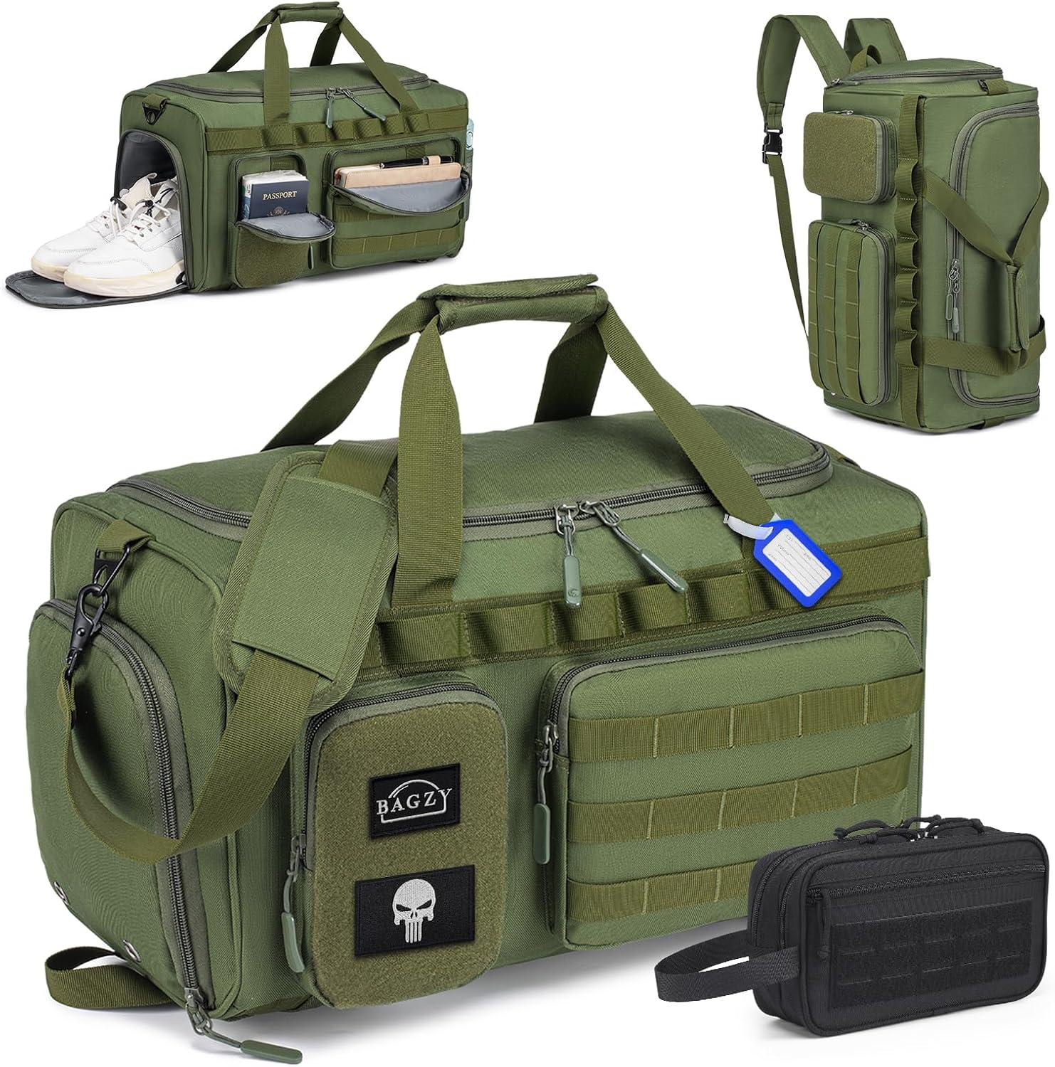 Detalle de BAGZY Sac de Sport 40L Vert Imperméable