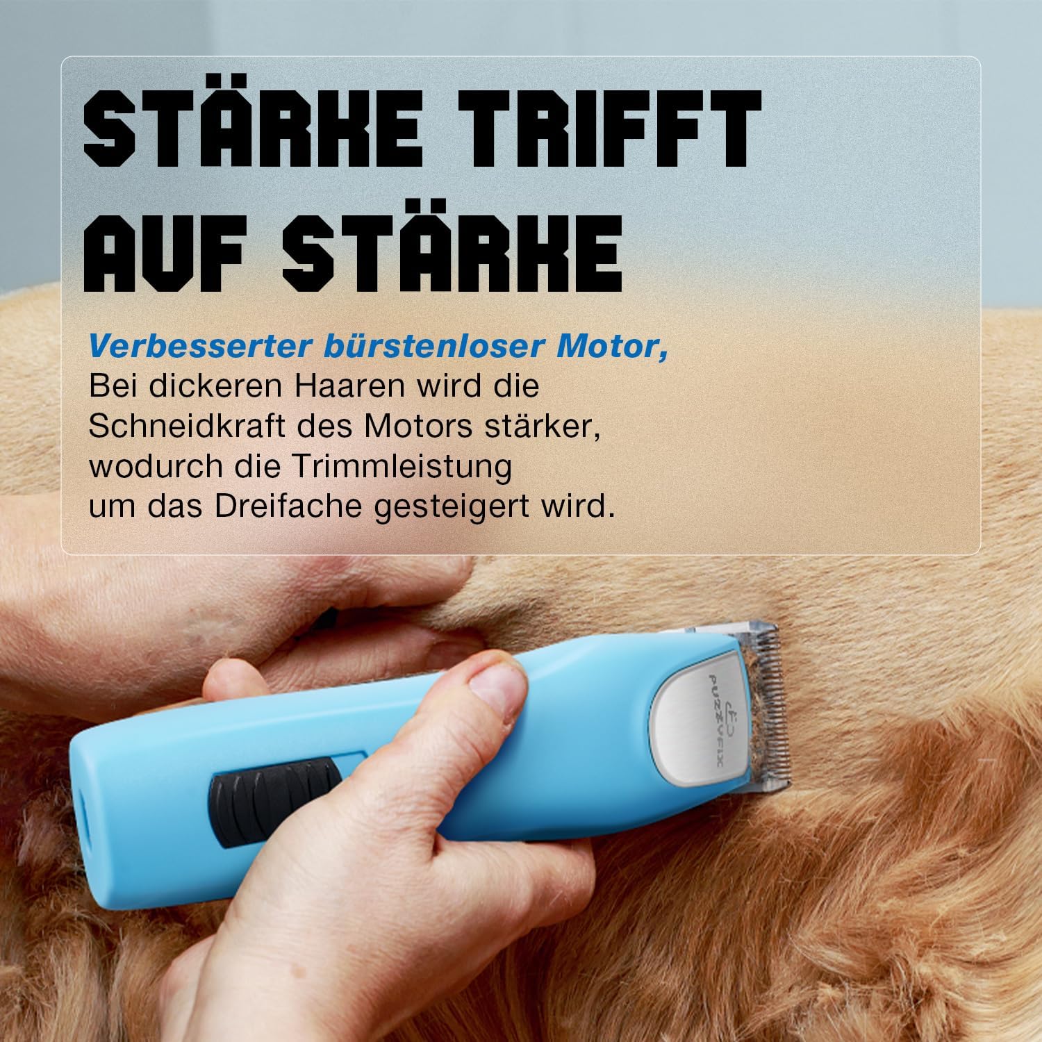 Detalle de FuzzyFix Professionelle Hundeschermaschine profi – leiser, kraftvoller Trimmer mit R-förmigen Klingen