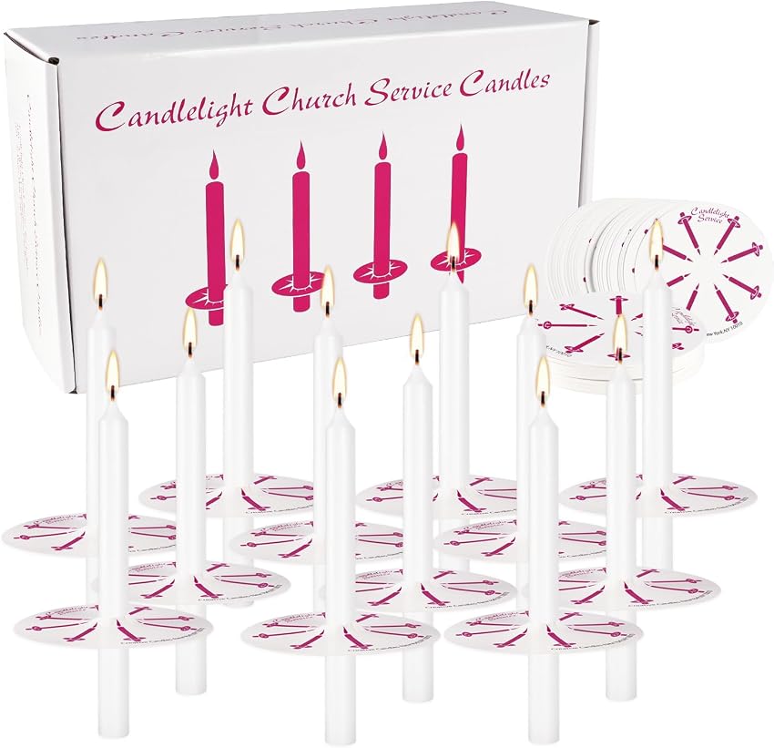 Thumbnail 4 de 100 White Taper Candles 5-Inch — Handheld Church Candles 🕯