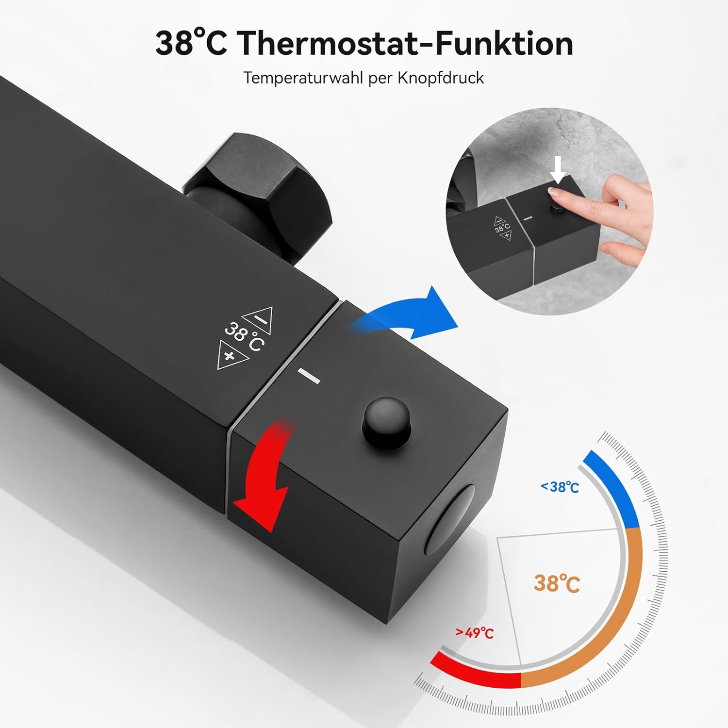Detalle 2 de Auralum Thermostat Duschsystem mit 30 cm Regendusche