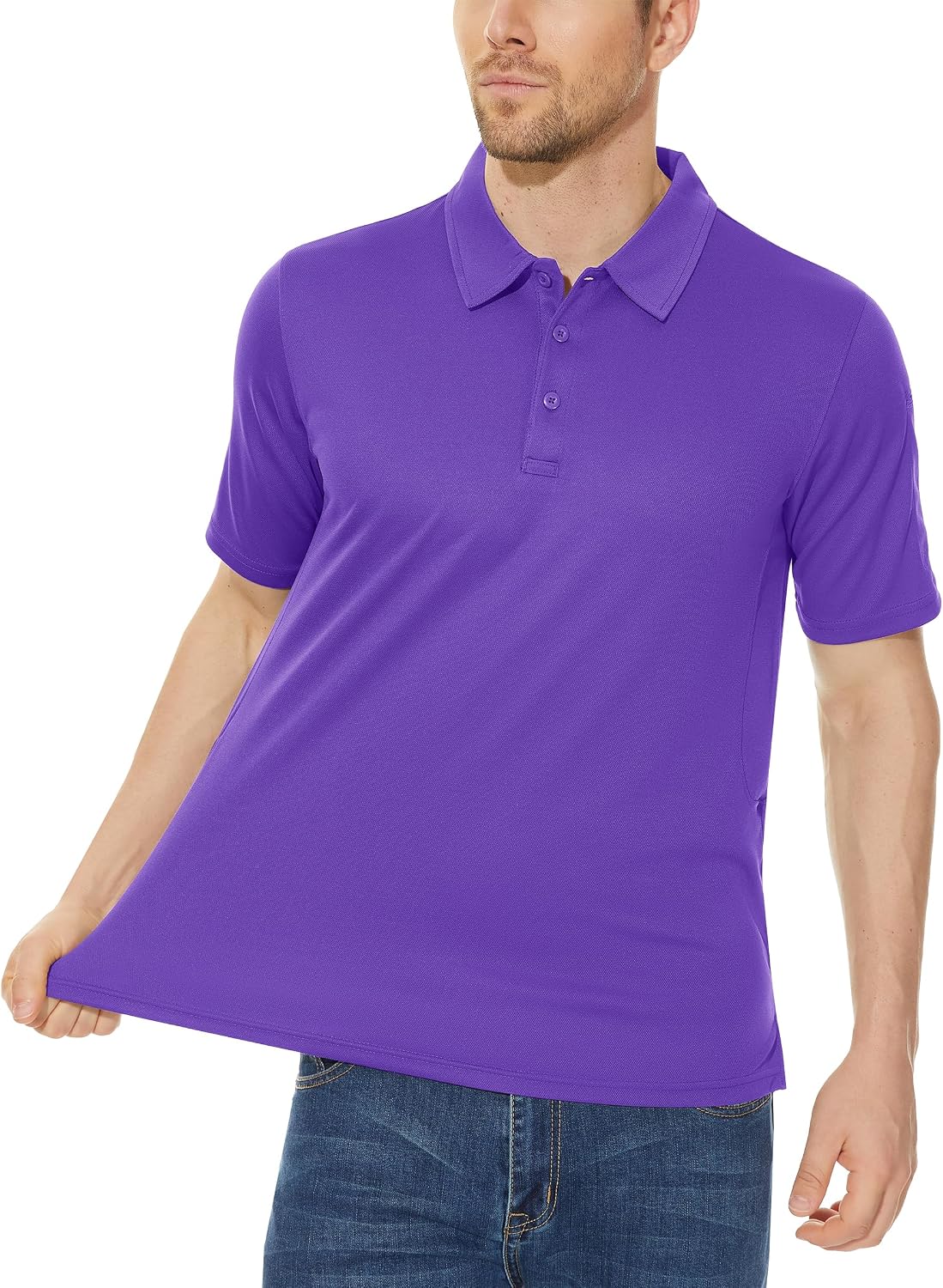 Thumbnail 1 de KEFITEVD Men’s Outdoor Breathable Quick-Dry Polo Shirt (Short Sleeve Safari/Camping)