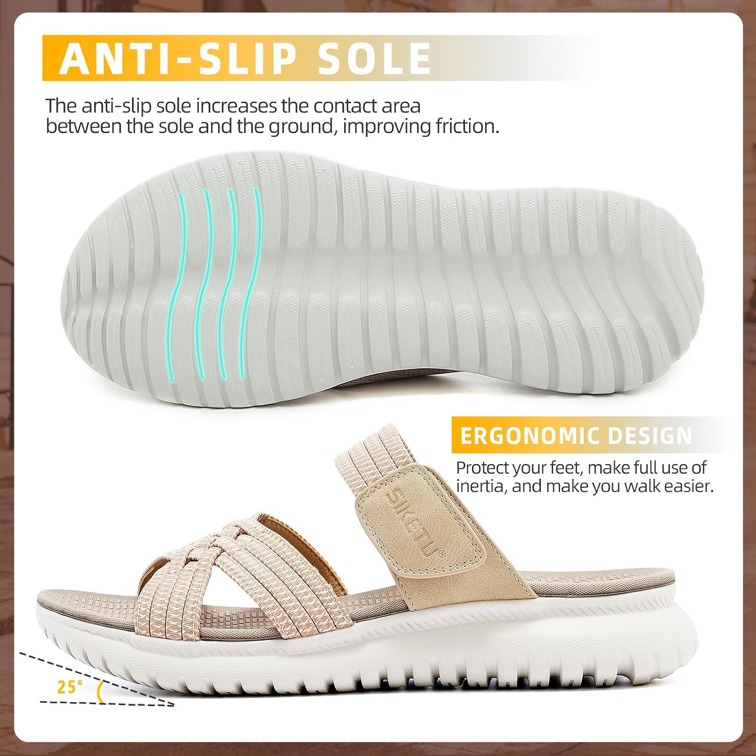 Thumbnail 2 de Acfoda damessandalen: lichte slip-ons met voetbed en antislipzool, maat 35-42