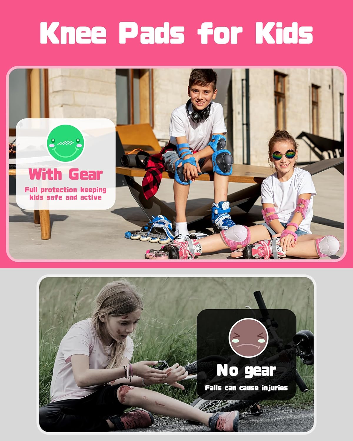 Thumbnail 4 de DARME Kids Protective Gear Set: Knee & Elbow Pads with Wrist Guards (Ages 3-8) + Organizer Bag