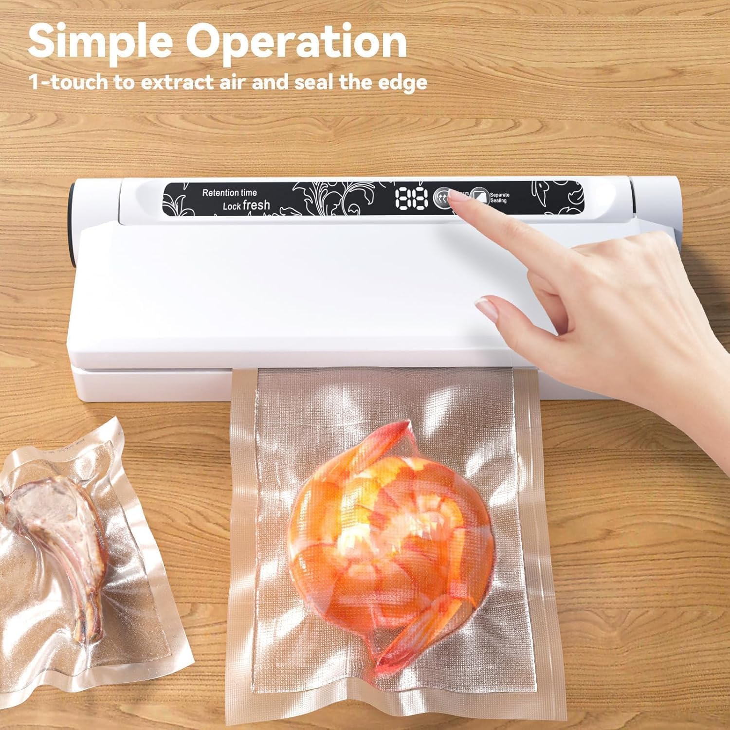 Thumbnail 1 de Compact Food Vacuum Sealer Machine with 75KPA Suction — Dry & Moist Modes, LED Timer, 20 Bags Included