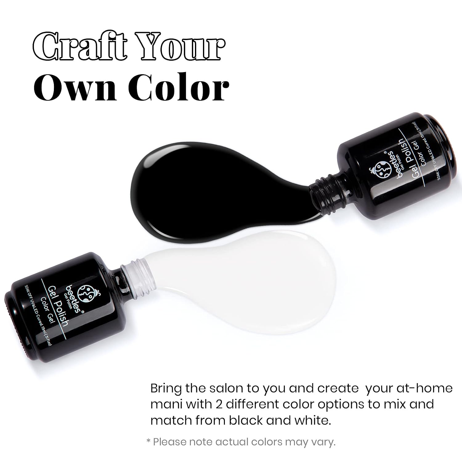 Detalle de Beetles Black White Gel Polish Set (2 Pack, 15ml) for French Nails & DIY LED Manicures