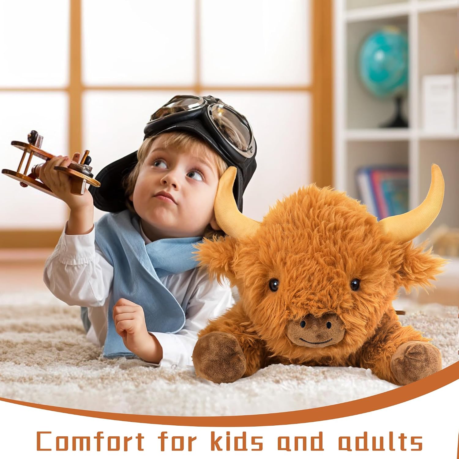 Thumbnail 5 de Wepop 5lbs Highland Cow Weighted Stuffed Animal — 22in Giant Plush for Relaxation and Decor