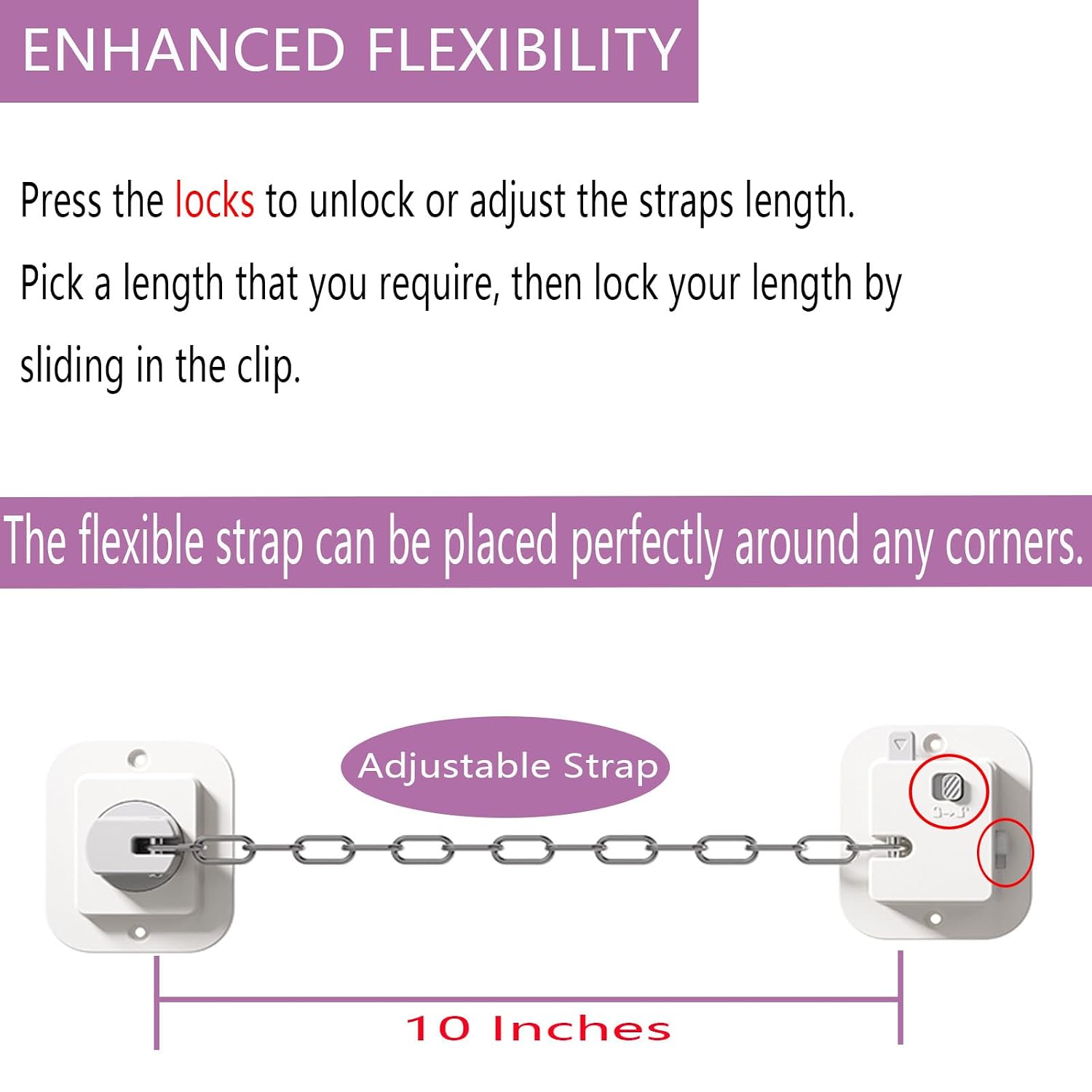 Thumbnail 6 de NestGuard Child Proof Door Lock, Adjustable Stainless Steel Latch, White