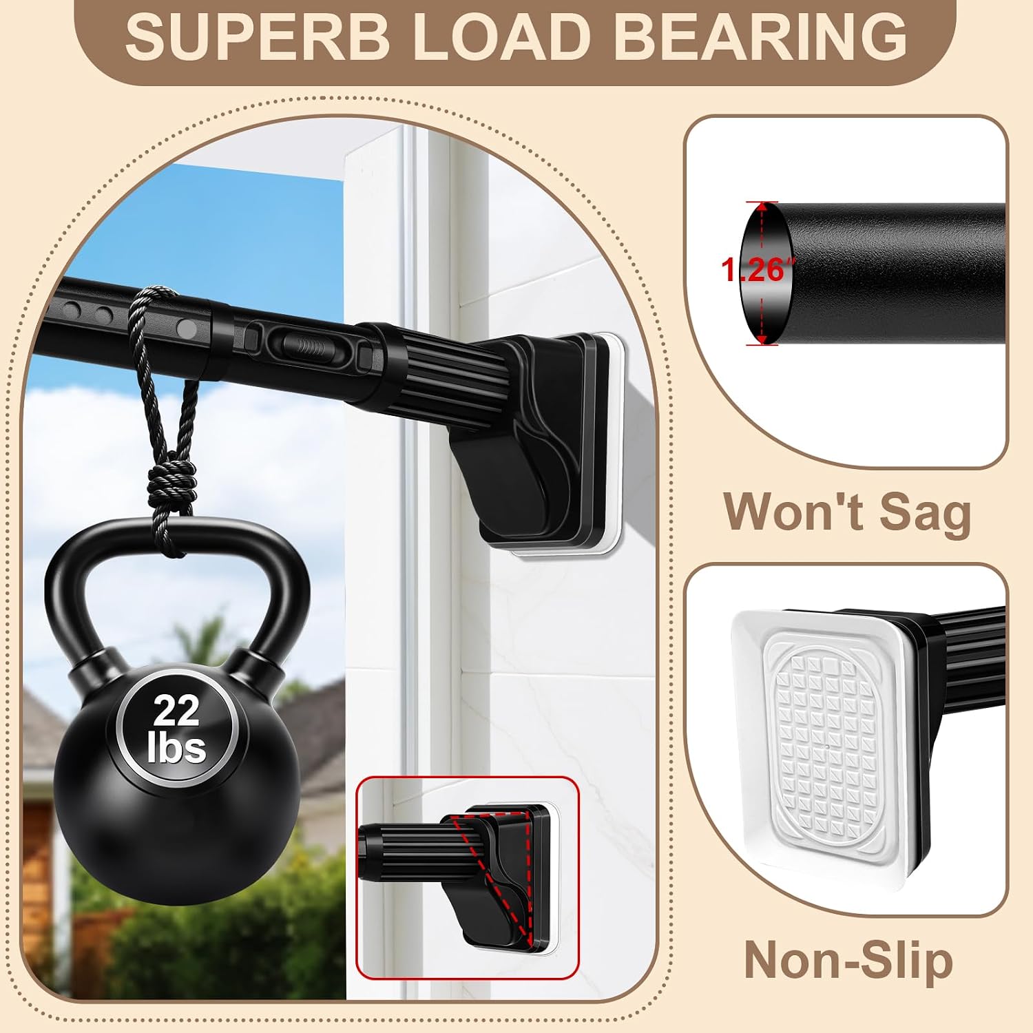 Detalle de YNL Tension Curtain Rod, 41–173 Inches