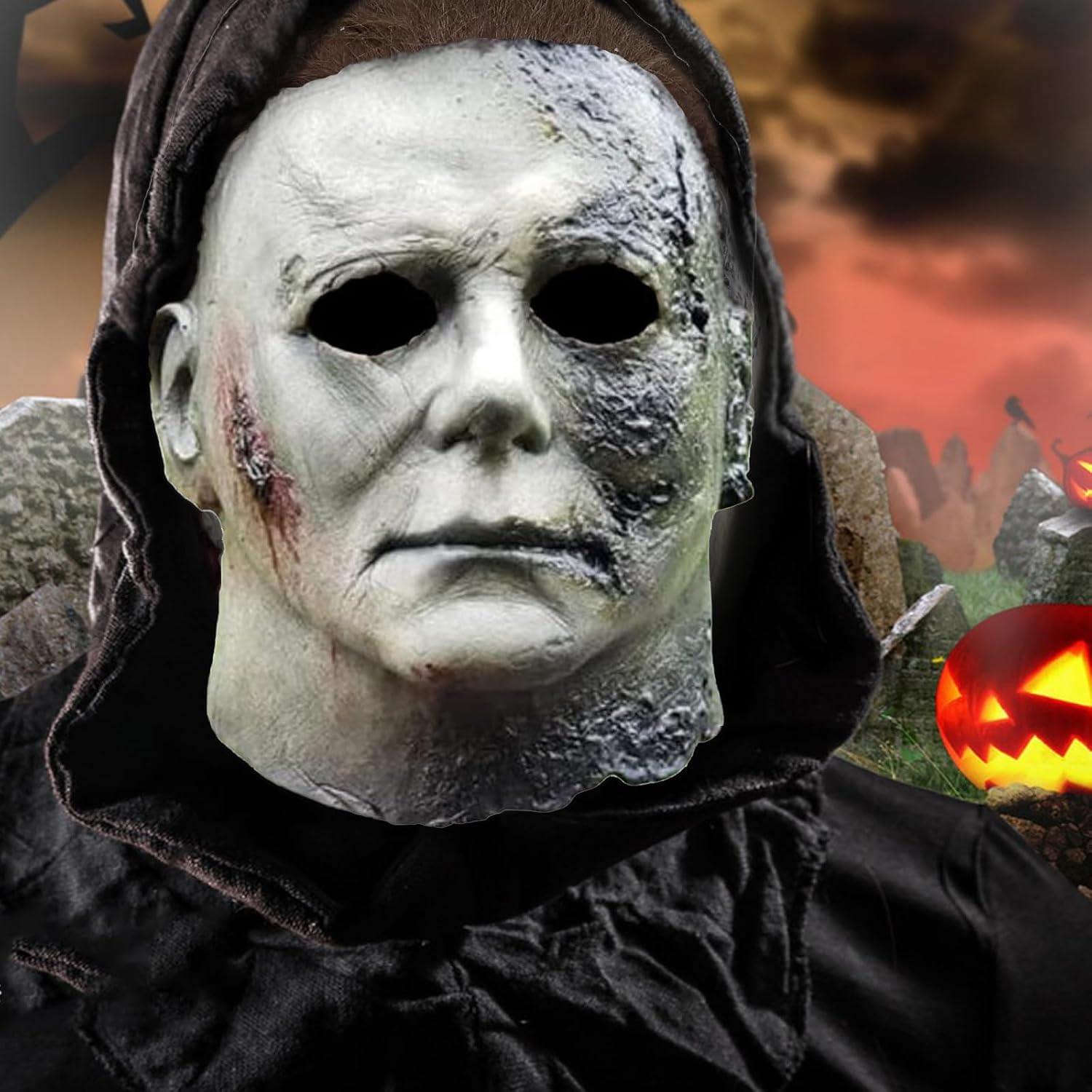 Detalle 1 de CSUJEE Michael Myers Mask, Natural Latex Horror Cosplay for Halloween Parties