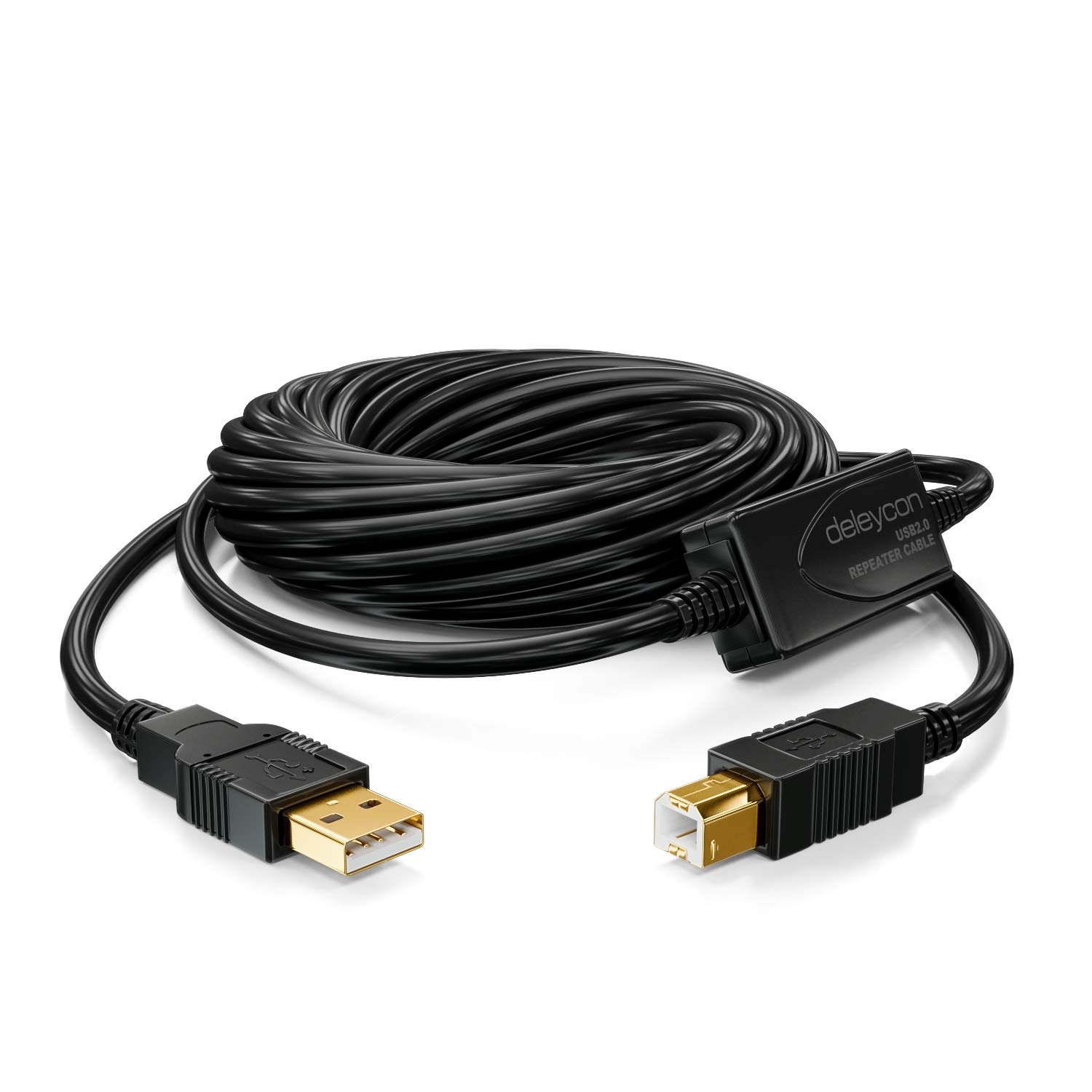 Thumbnail 3 de deleyCON 10 m Aktives USB 2.0 Kabel MK3842 – USB-Repeaterkabel für Drucker und Scanner
