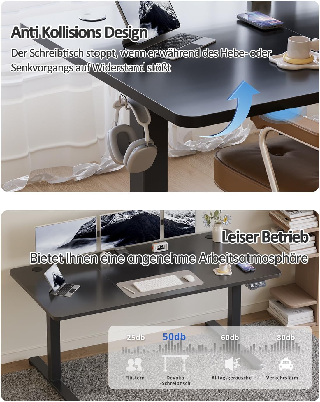 Thumbnail 6 de Devoko Elektrisch Höhenverstellbarer Schreibtisch 160 x 60cm 🖥